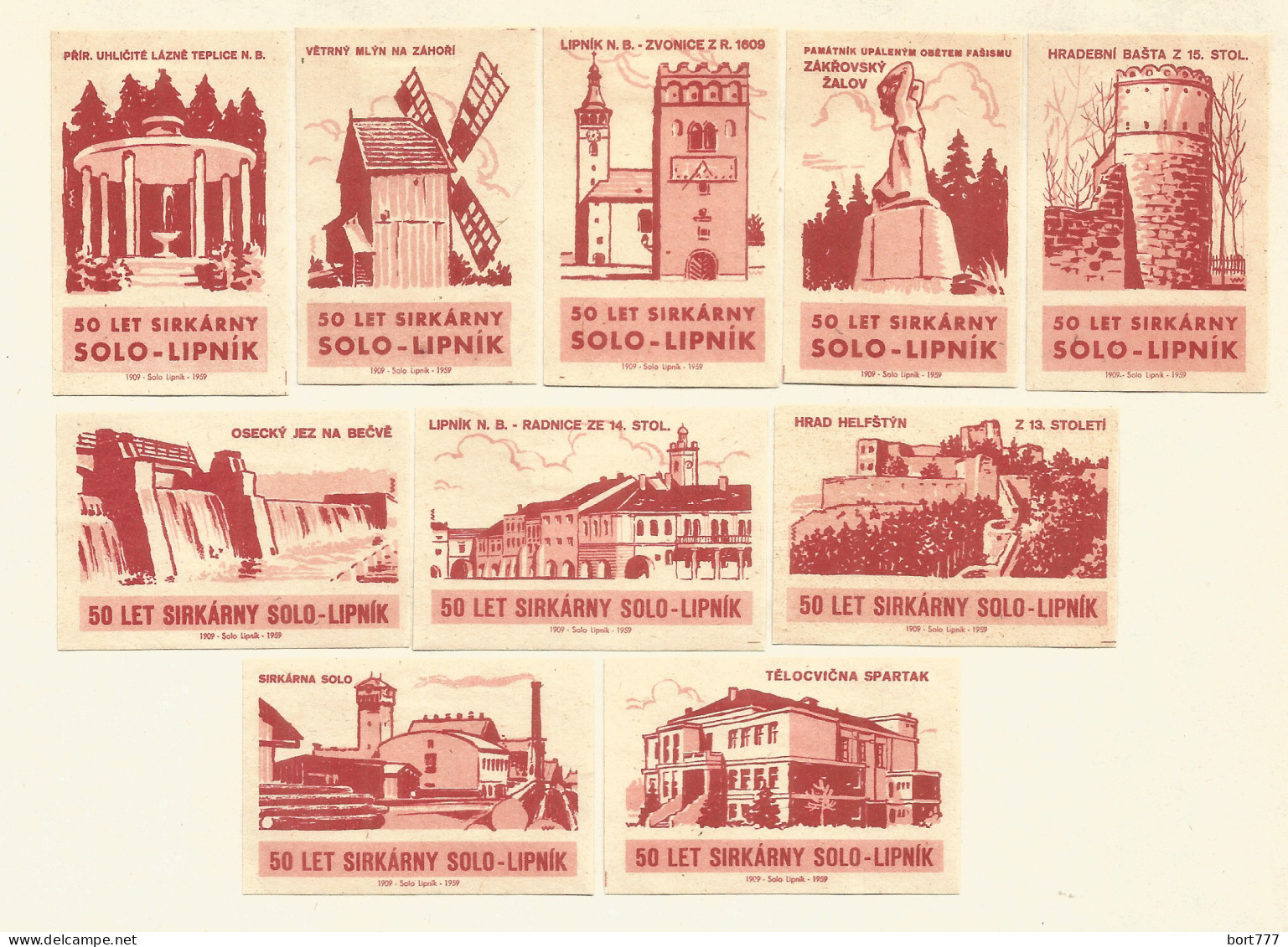 Czechoslovakia 10 Old Matchbox Labels  Solo-Lipnik - Cajas De Cerillas - Etiquetas