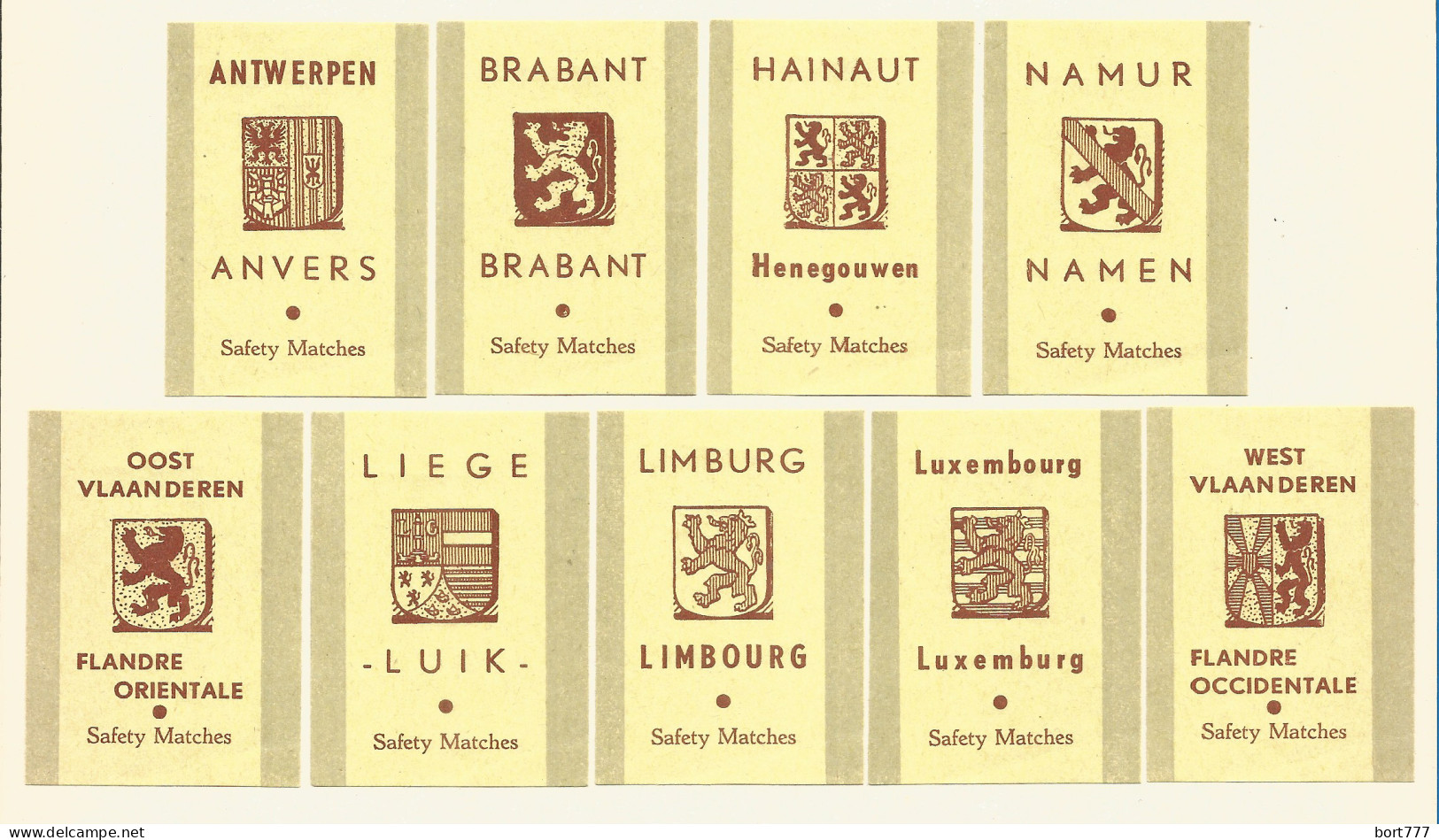 Belgium 9 Old Matchbox Labels  - Scatole Di Fiammiferi - Etichette