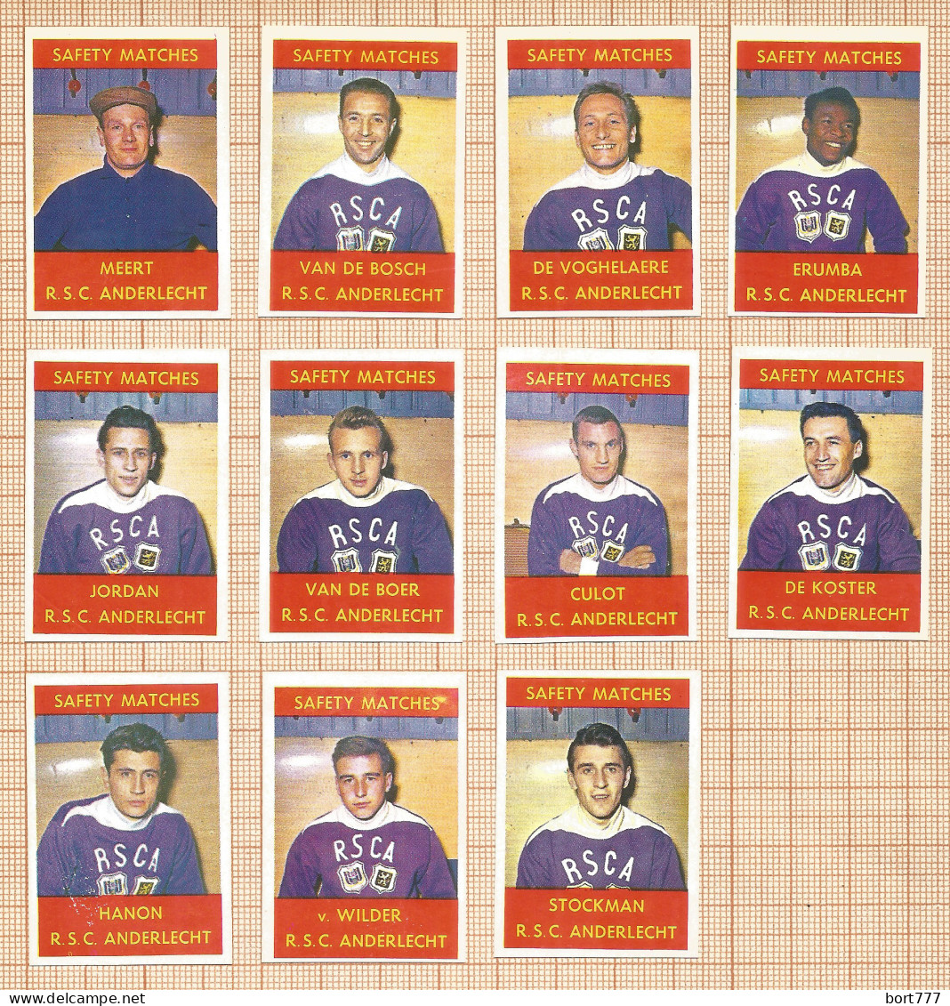 Belgium 11 Old Matchbox Labels ANDERLECHT Soccer - Luciferdozen - Etiketten