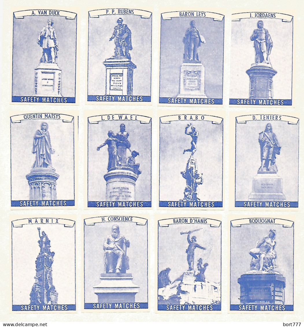 Belgium 12 Old Matchbox Labels  - Scatole Di Fiammiferi - Etichette