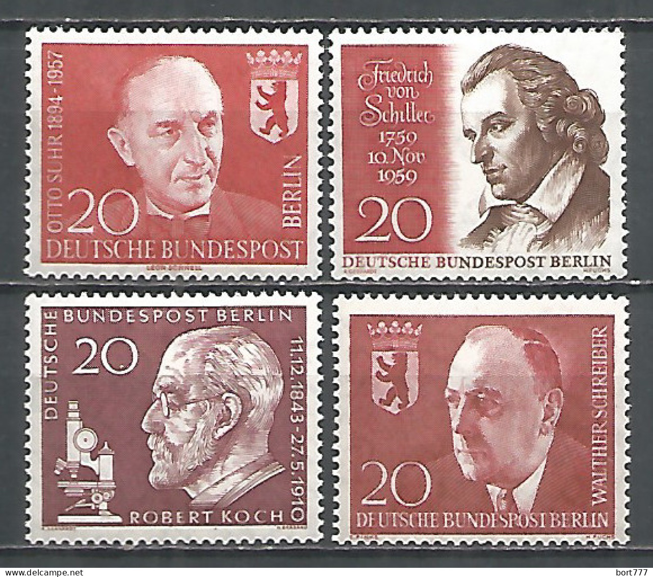 Germany Berlin 1959/60 Years Mint Stamps MNH(**) Mi.# 181,190 ,191, 192 - Nuovi