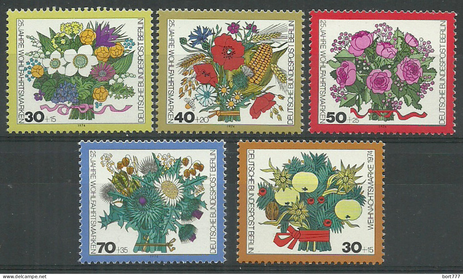 Germany Berlin 1974 Year Mint Stamps MNH(**) Mi.# 473-76, 481 Flowers - Neufs