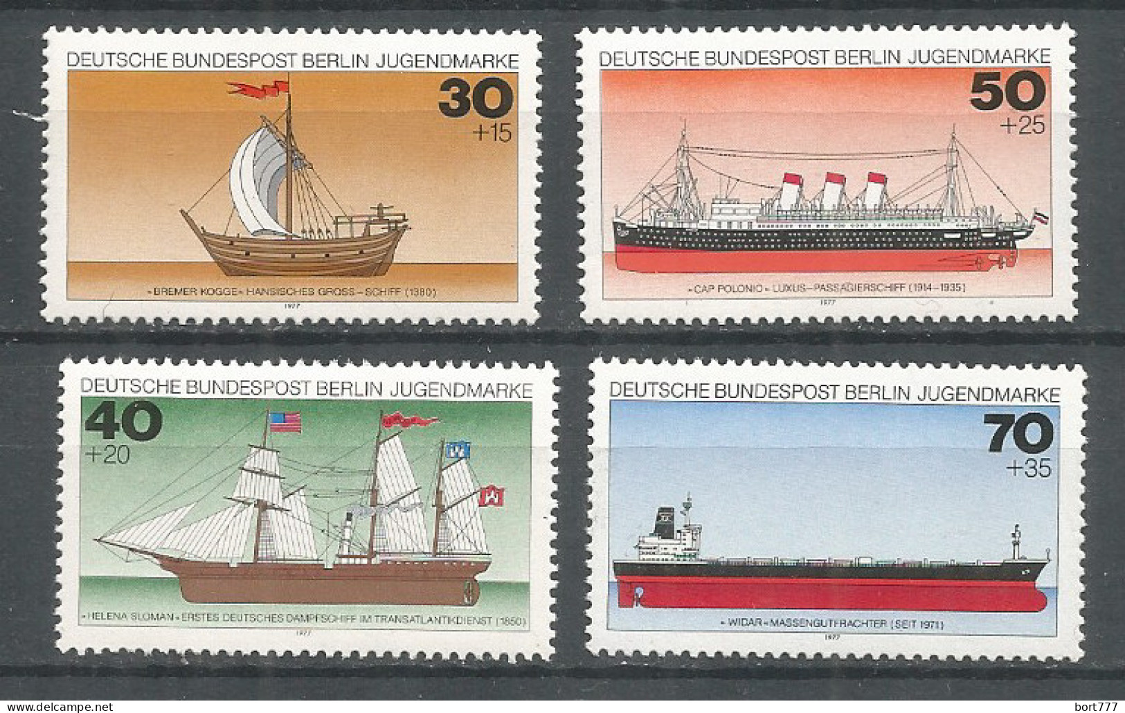 Germany Berlin 1977 Year Mint Stamps MNH(**) Mi.# 544-47 Ships - Unused Stamps