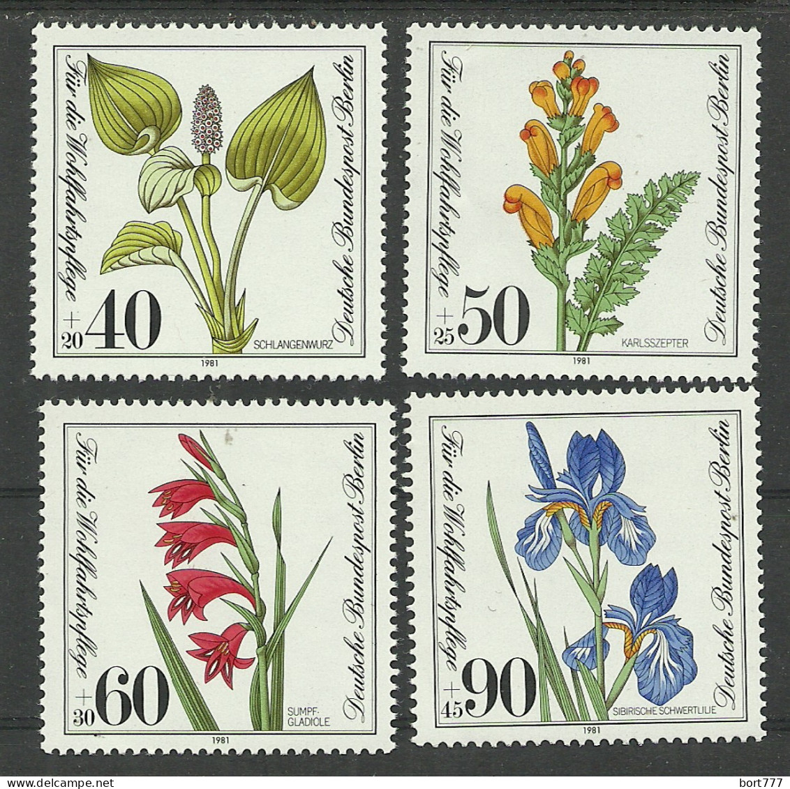 Germany Berlin 1981 Year , Mint Stamps MNH(**) Mi.# 650-653 Flowers - Ongebruikt