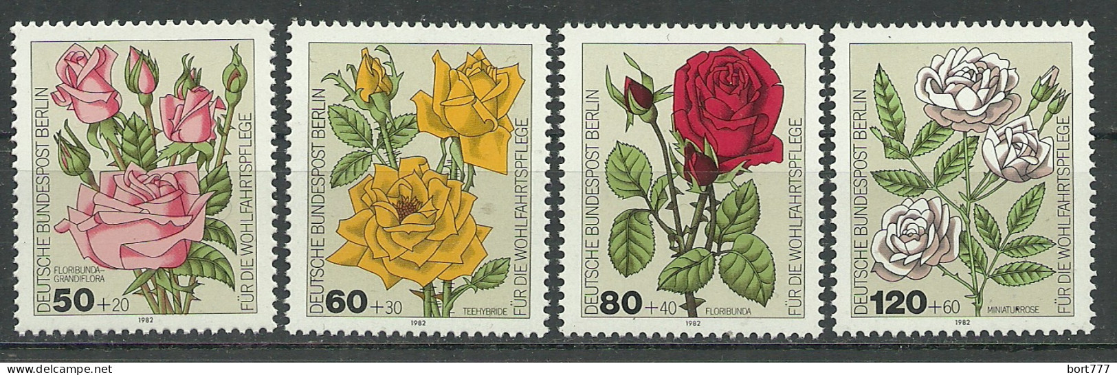 Germany Berlin 1982 Year , Mint Stamps MNH(**) Mi.# 680-683 Flowers - Unused Stamps