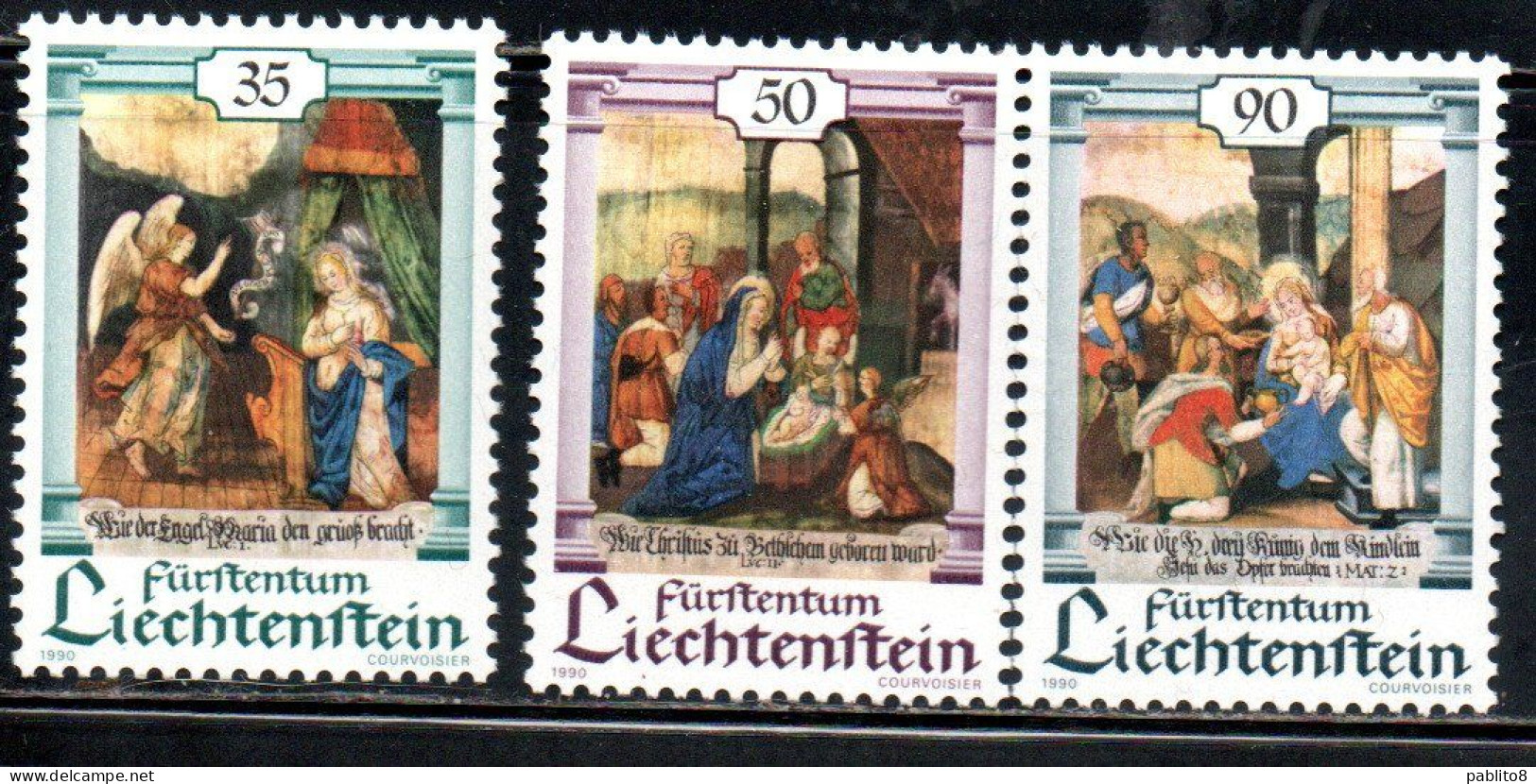 LIECHTENSTEIN 1990 CHRISTMAS NATALE NOEL WEIHNACHTEN NAVIDAD COMPLETE SET SERIE COMPLETA MNH - Nuevos