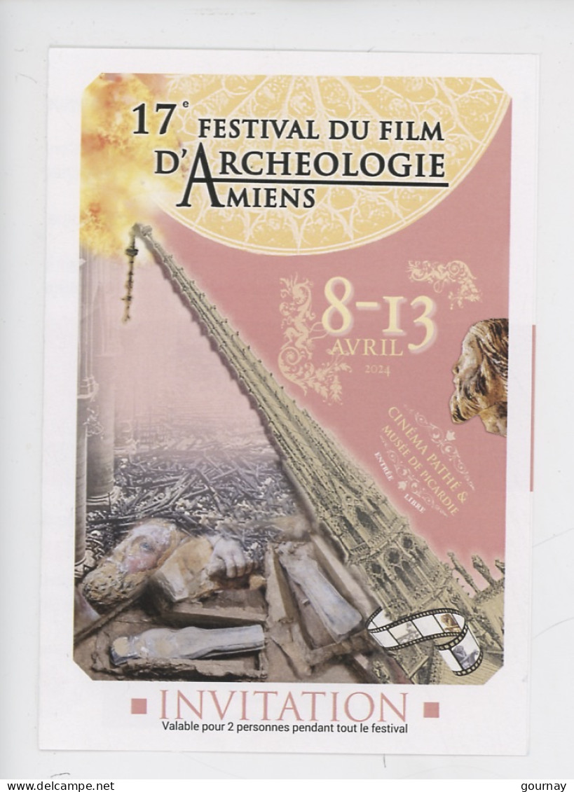 Amiens 17è Festival Du Film D'Archéologie 2024 Cinéma Invitation F. Payen Présidente Recherche Somme (double) - Amiens