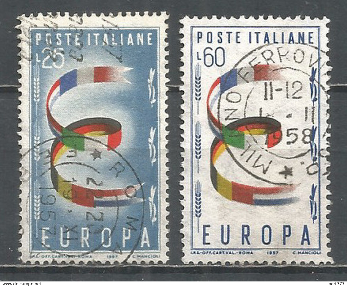 Italy 1957 Year, Used Stamps , Michel # 992-93 Europa Cept - 1946-60: Used