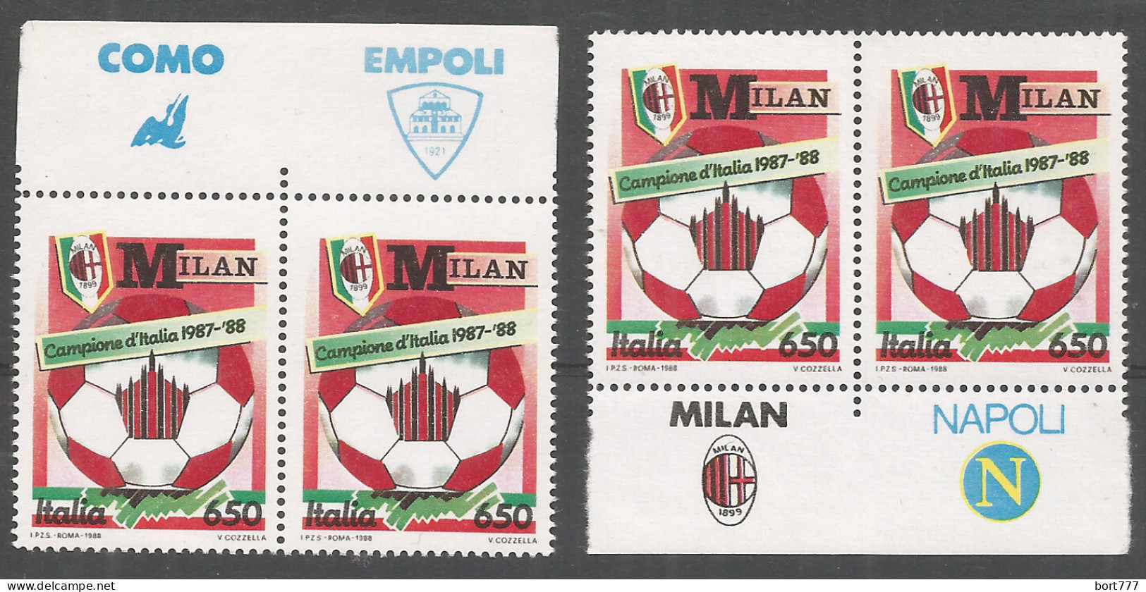 Italy 1988 Year, Mint MNH(**) Stamps , Michel # 2051   (x4)  Football Soccer  - 1981-90: Ungebraucht