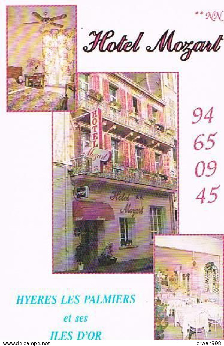 83 HYERES Carte Publicitaire IDICOM  Hôtel Mozart      29 - Reclame