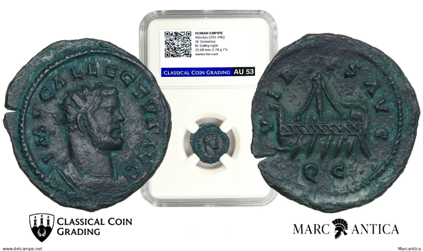 CCG Certified! Allectus Ӕ Quinarius AD 293-296. Camulodunum, VIRTVS AVG, Galley Right. - Die Tetrarchie Und Konstantin Der Große (284 / 307)