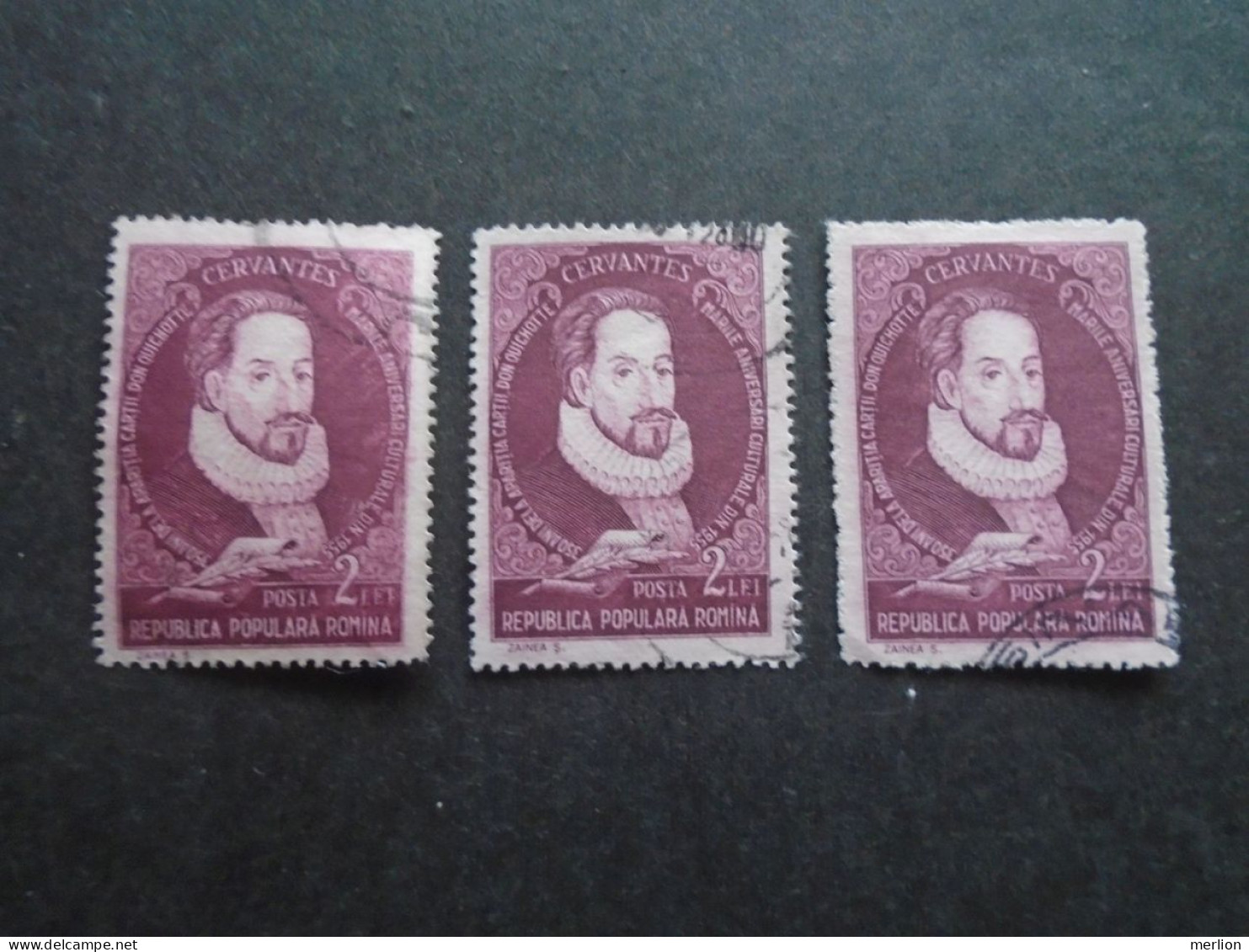 D202270   Romania - 1955 Cervantes 2L Used -  Lot Of 3 Used Stamps   1560 - Gebraucht