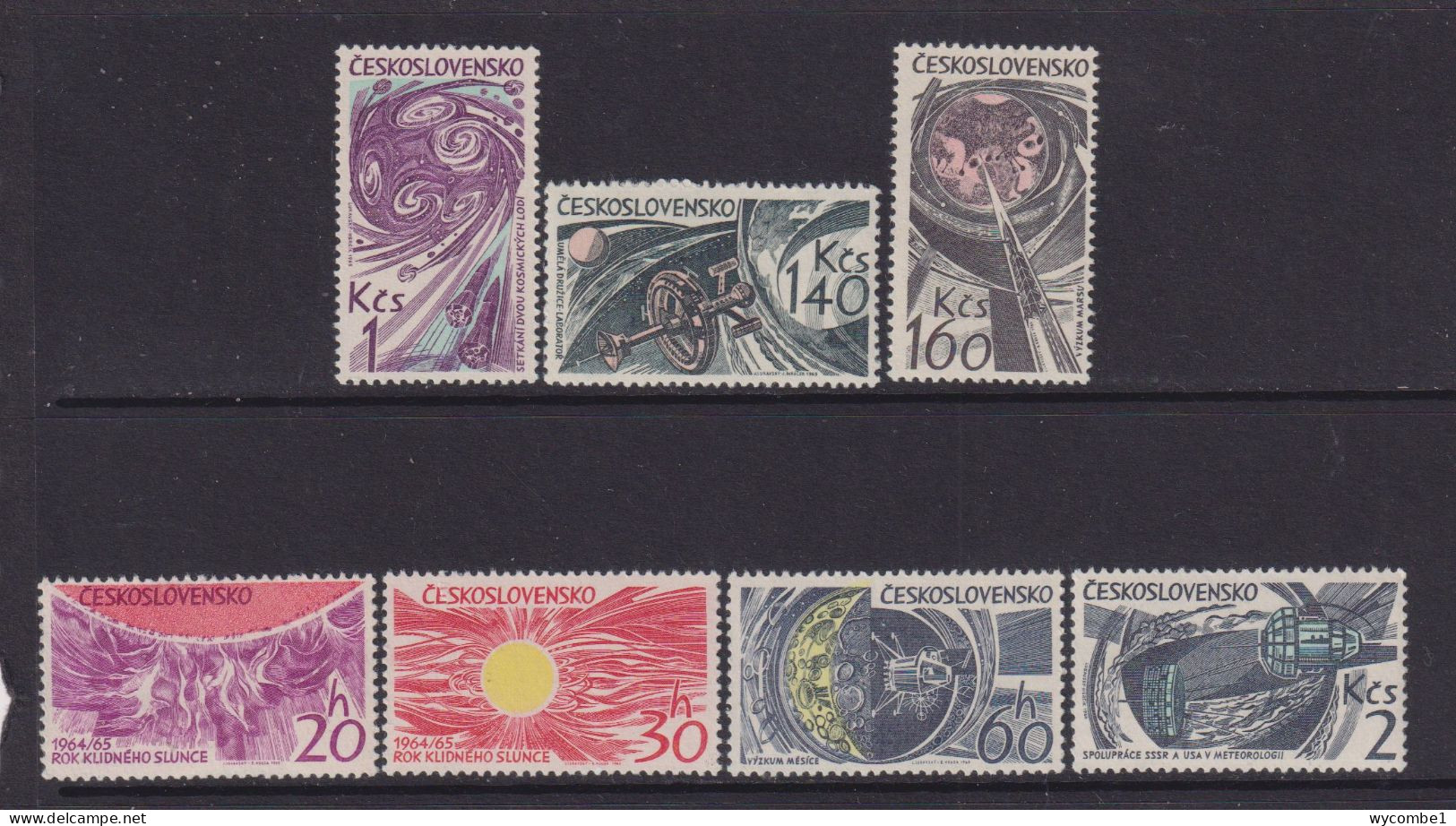 CZECHOSLOVAKIA  - 1965 Space Research Set Never Hinged Mint - Blocks & Kleinbögen