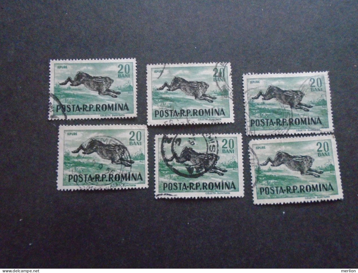 D202272   Romania - 1950's  -  Lot Of 6 Used Stamps  Rabbit Lapin Hare   1565 - Gebraucht