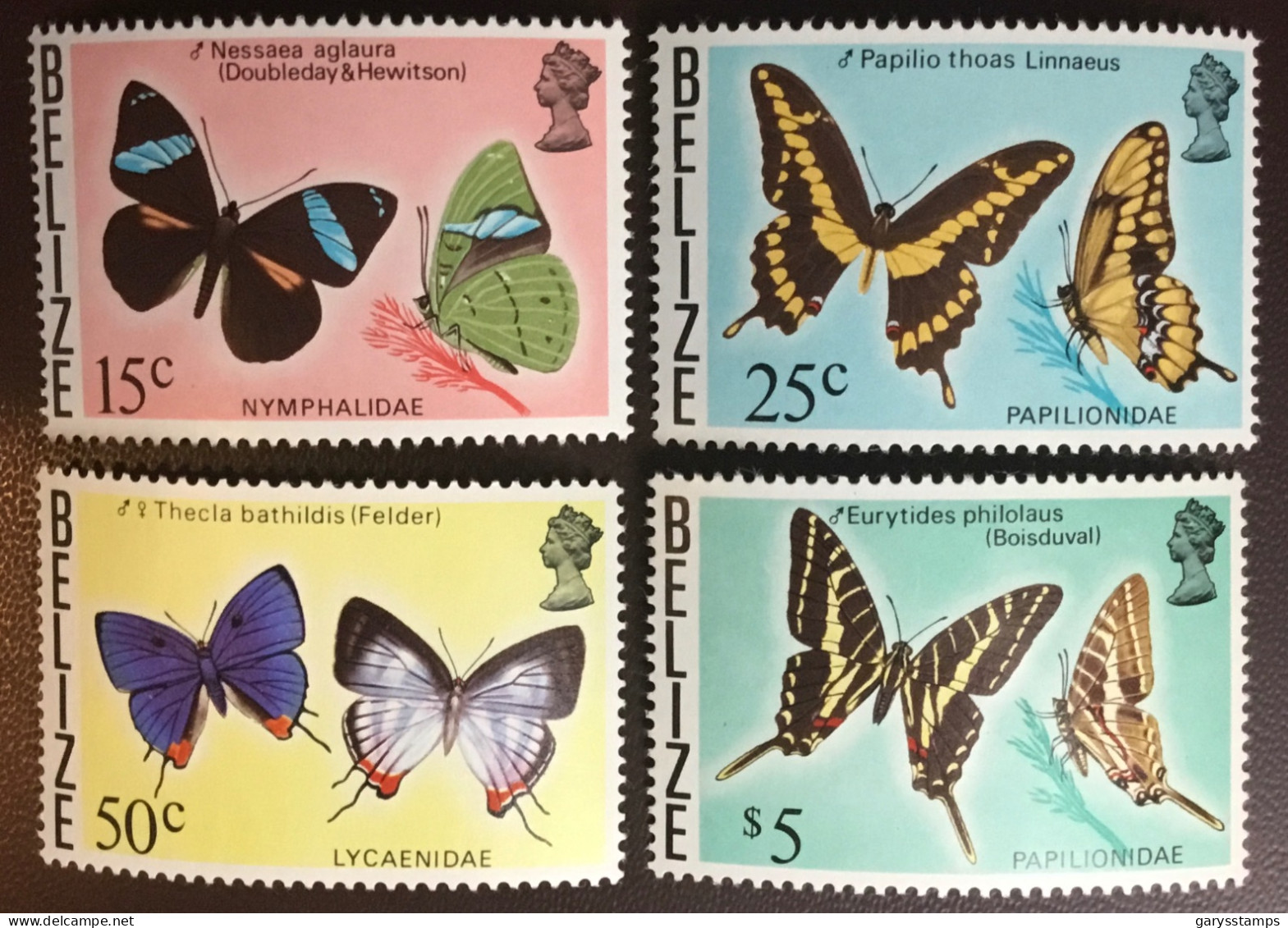 Belize 1975 - 1977 Watermark Upright Butterflies Complete Set SG426-33 MNH - Papillons