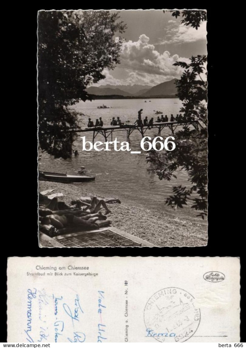 Chieming Am Chiemsee Strandbad Mit Blick Zum Kaisergebirge 1965 Echte Photo - Traunstein