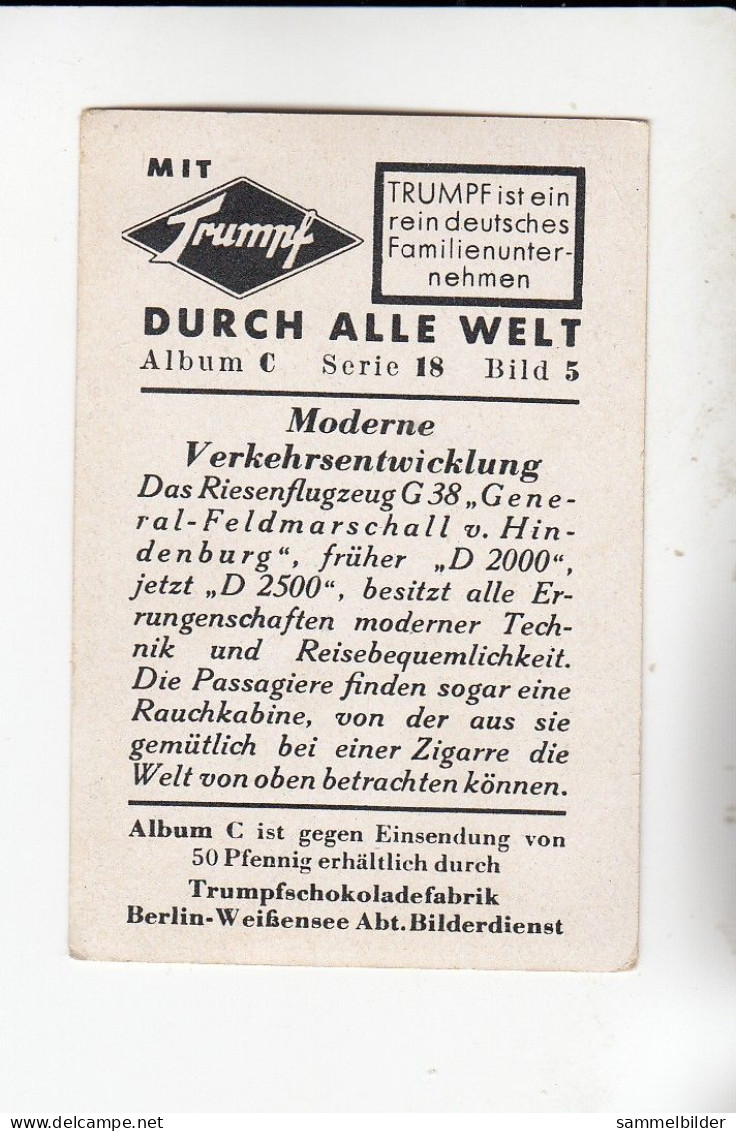 Mit Trumpf Durch Alle Welt Moderne Verkehrsentwicklung Riesenflugzeug G 38    C Serie 18 # 5 Von 1934 - Andere Merken