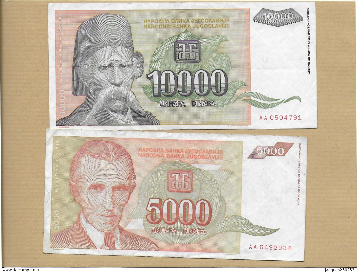 5000 ET 10000 DINARA 1993 - Yugoslavia