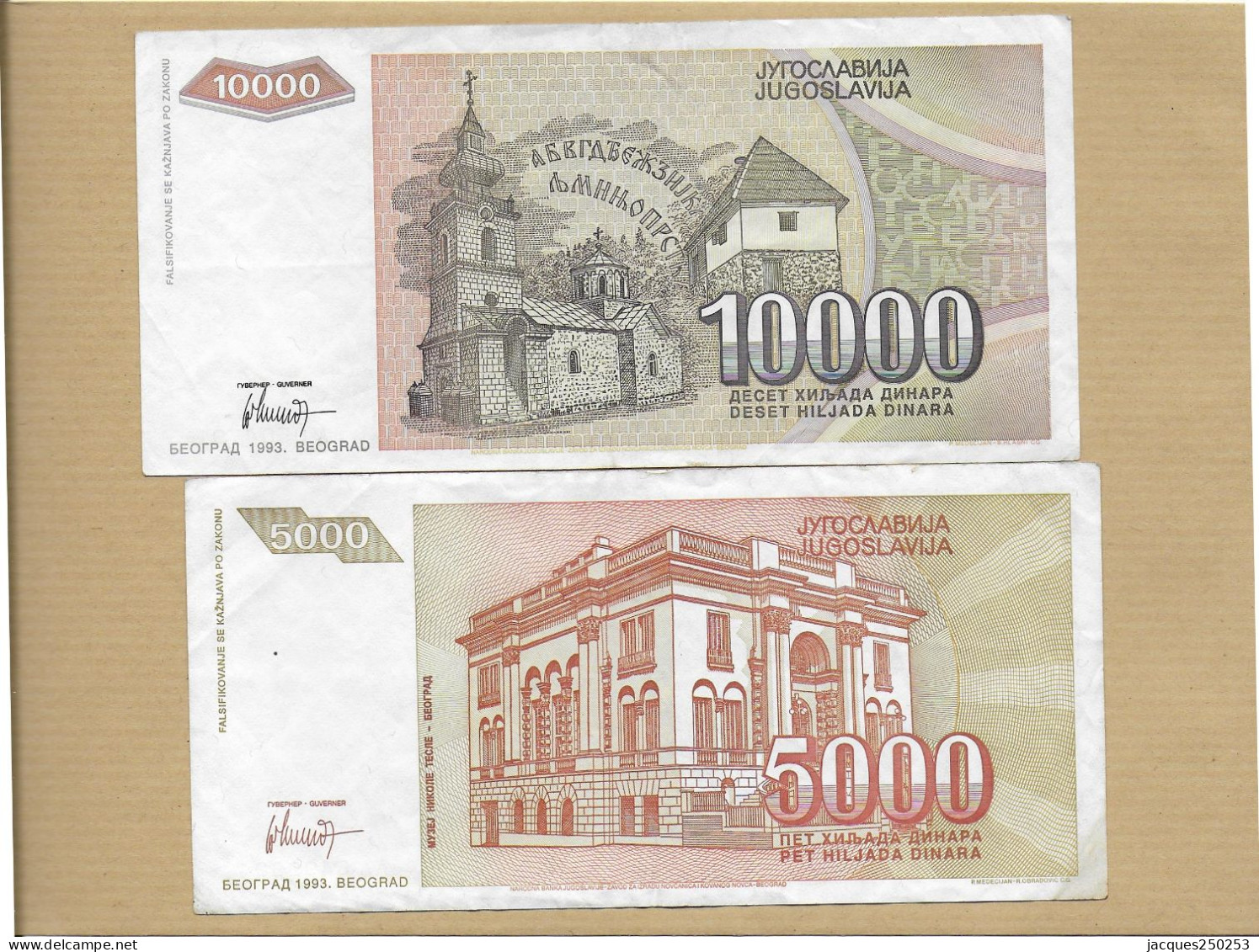 5000 ET 10000 DINARA 1993 - Yugoslavia