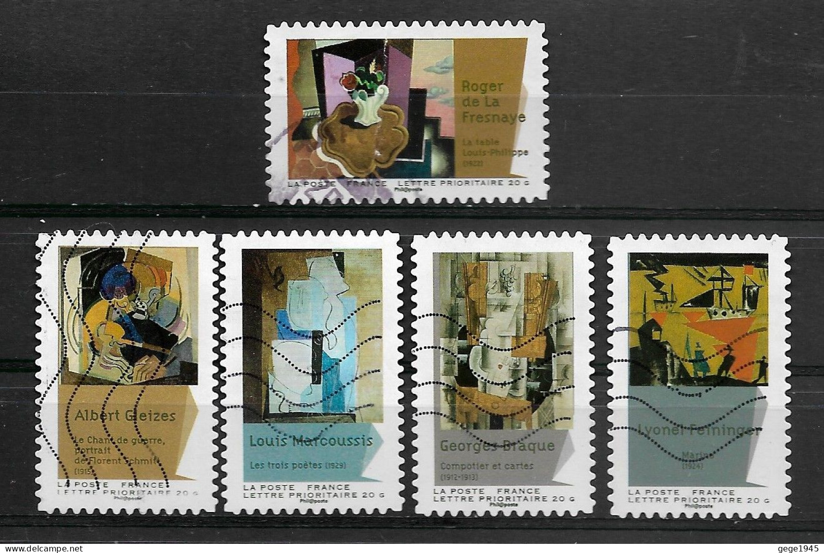 France 2012  Oblitéré Autoadhésif  N° 700 - 703 - 704 - 707 - 709   - Peintures Du XX° Siècle  "  Le Cubisme  " - Used Stamps