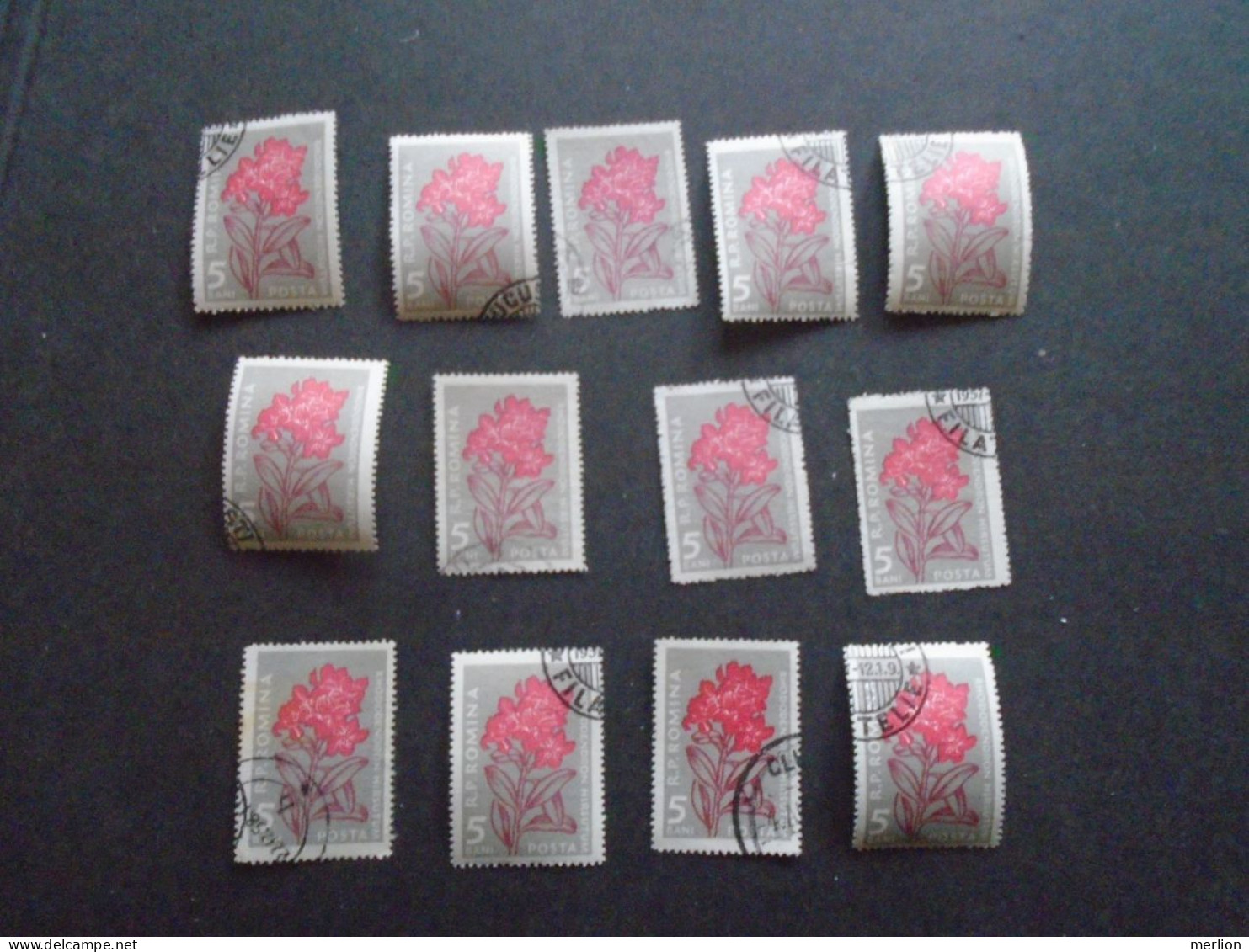 D202276   Romania - 1957  -  Lot Of 13  Used Stamps    Rhododendron     1647 - Gebraucht