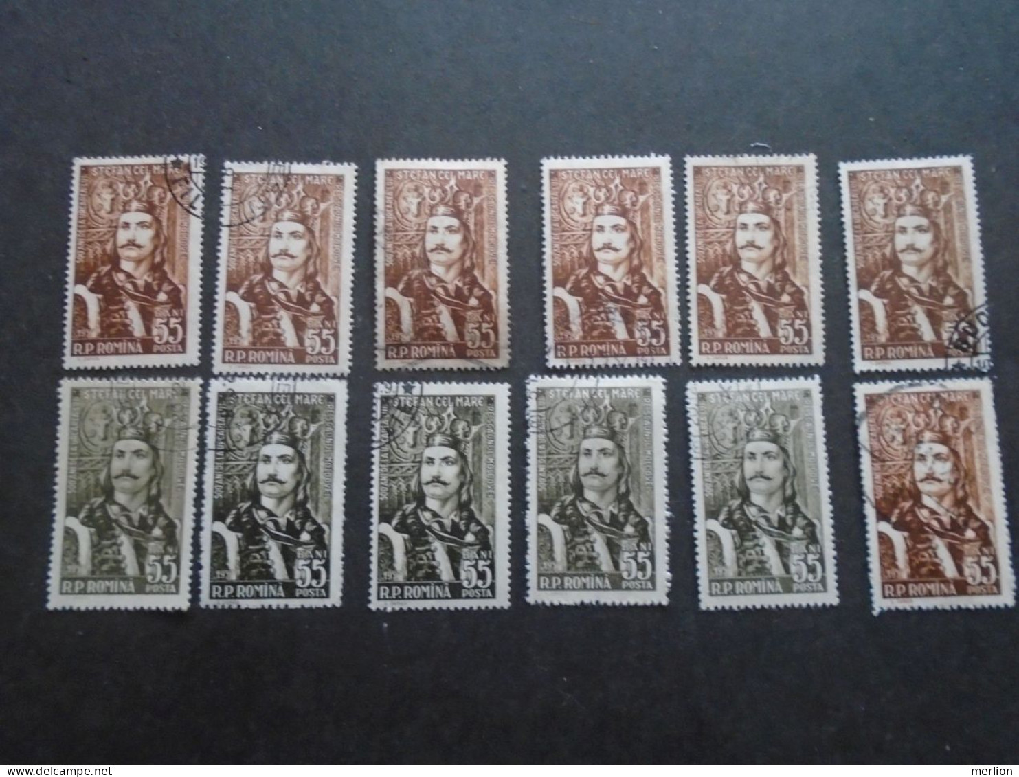 D202277  Romania - 1957  -  Lot Of 12 Used Stamps   Stefan Cel Mare    1633-34 - Usado