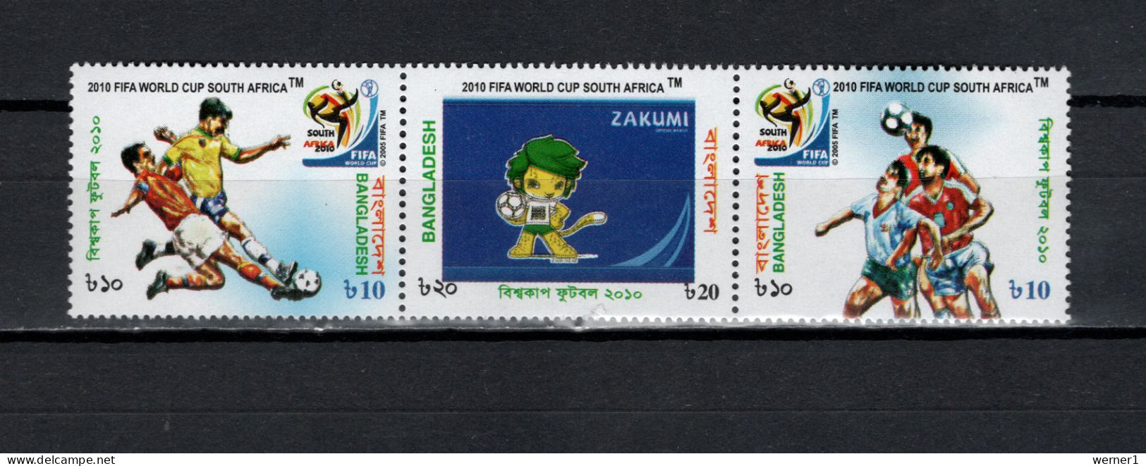 Bangladesh 2010 Football Soccer World Cup Set Of 3 MNH - 2010 – Afrique Du Sud