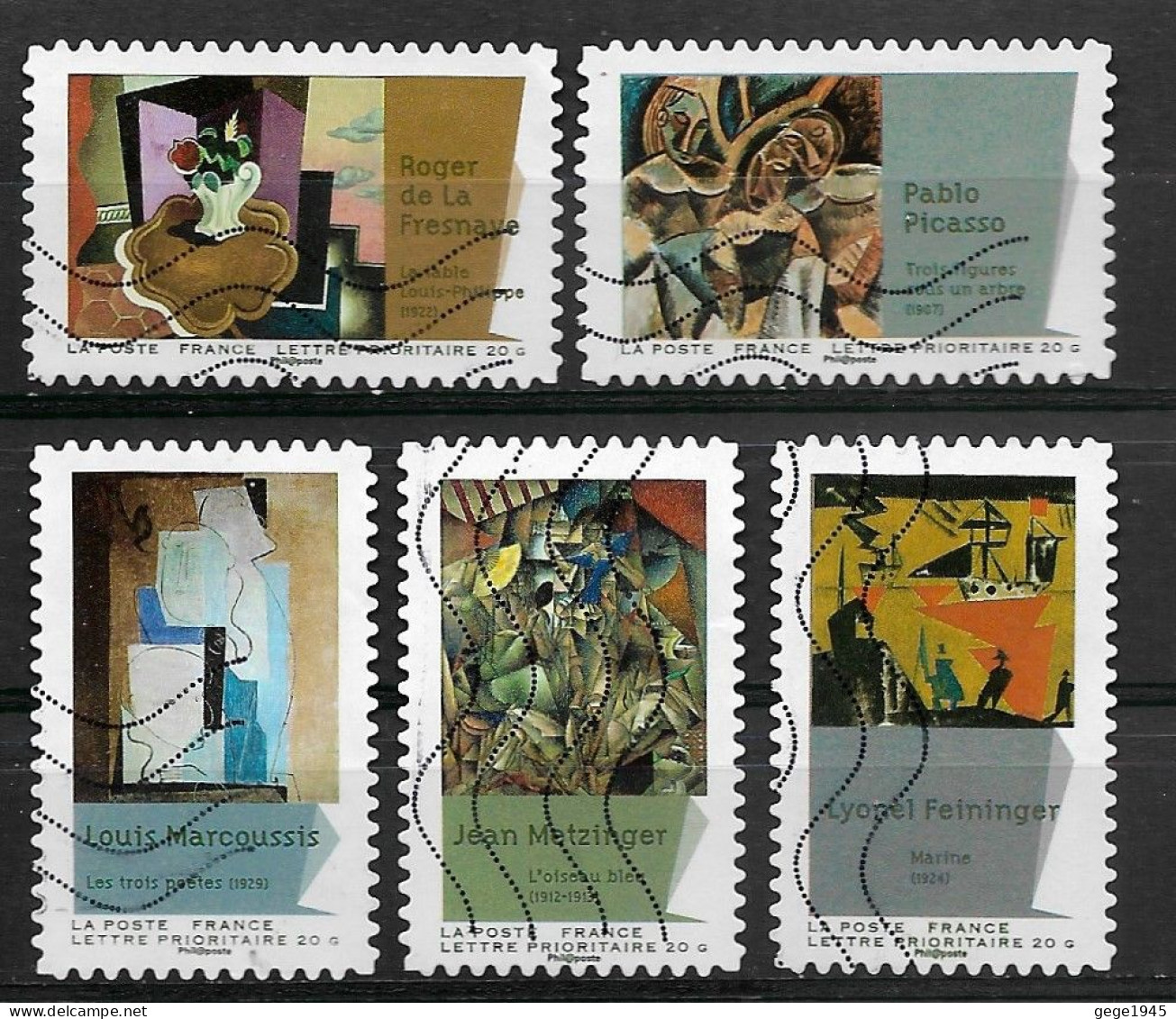 France 2012  Oblitéré Autoadhésif  N° 700 - 702 - 704 - 708 - 709   -   Peintures Du XX° Siècle  "  Le Cubisme  " - Used Stamps