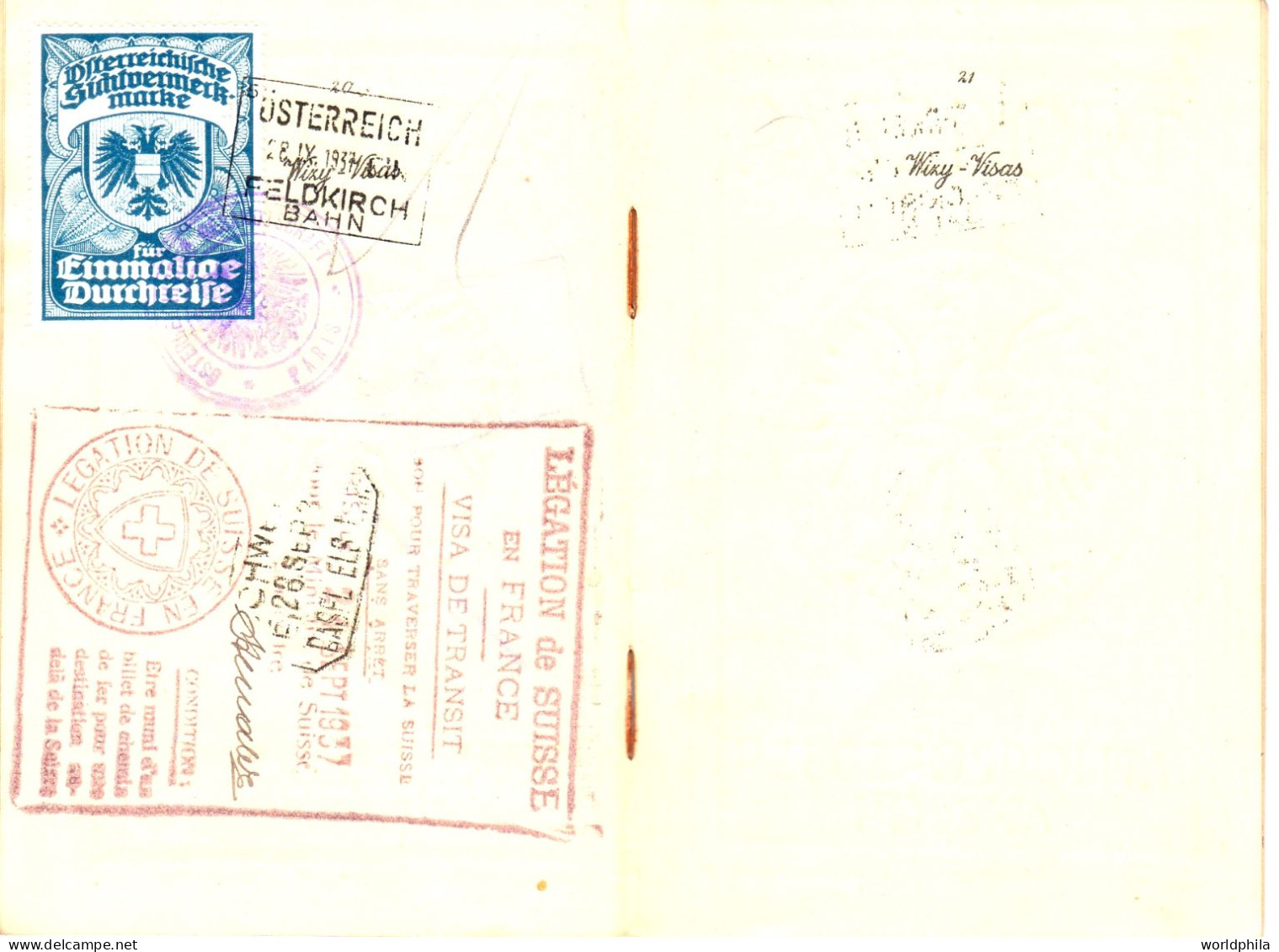 Poland / Polska 1937-9 Much Travelled Document, Europe, Some Revenue Stamps. Signed Passport History Document - Documents Historiques