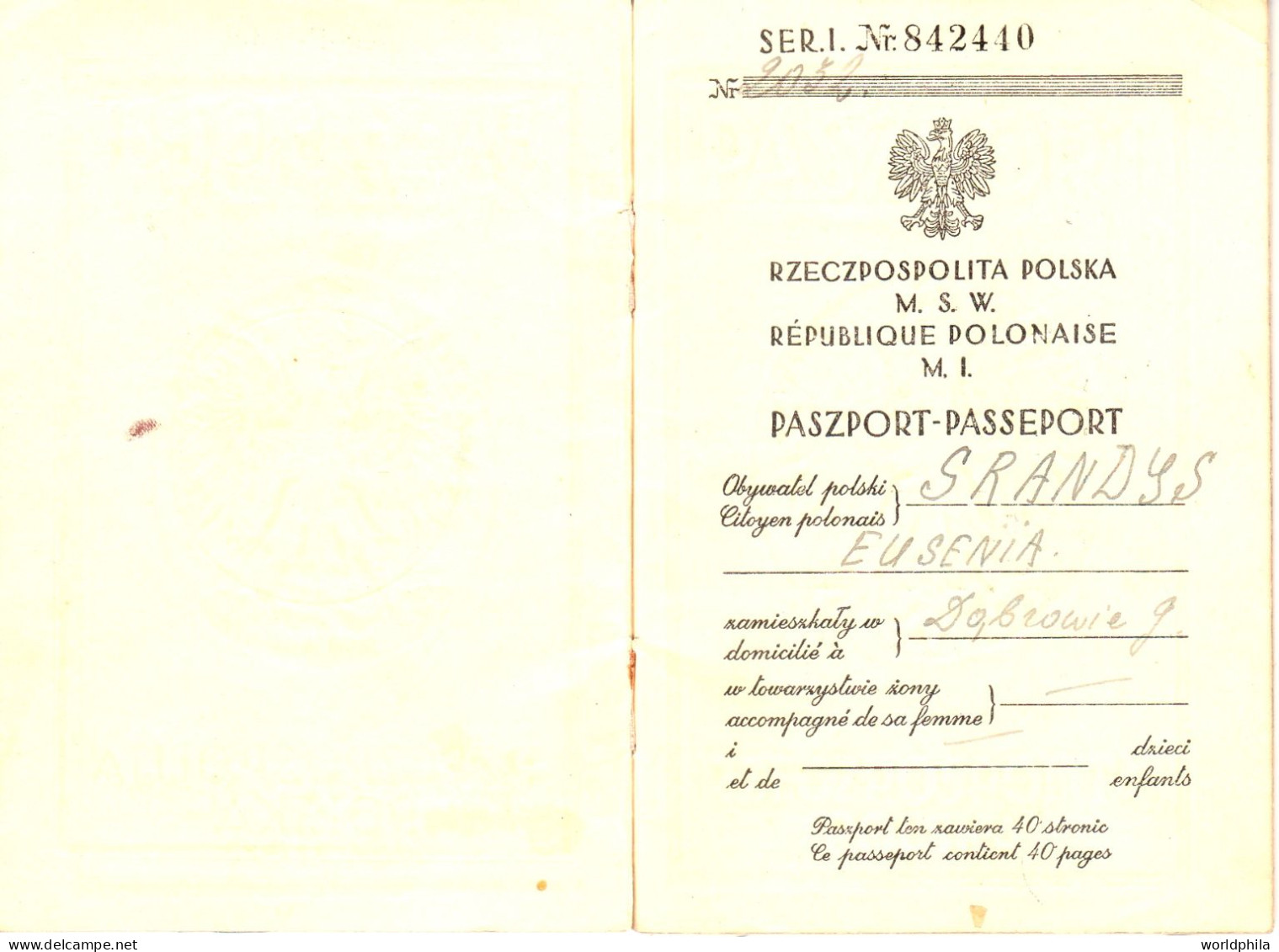 Poland / Polska 1937-9 much travelled document, Europe, some revenue stamps. signed Passport History document