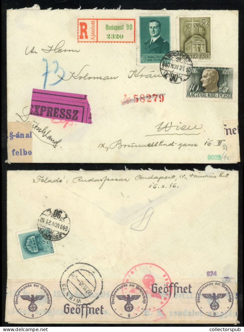 HUNGARY 1940. Express Censored Cover To  Vienna - Covers & Documents