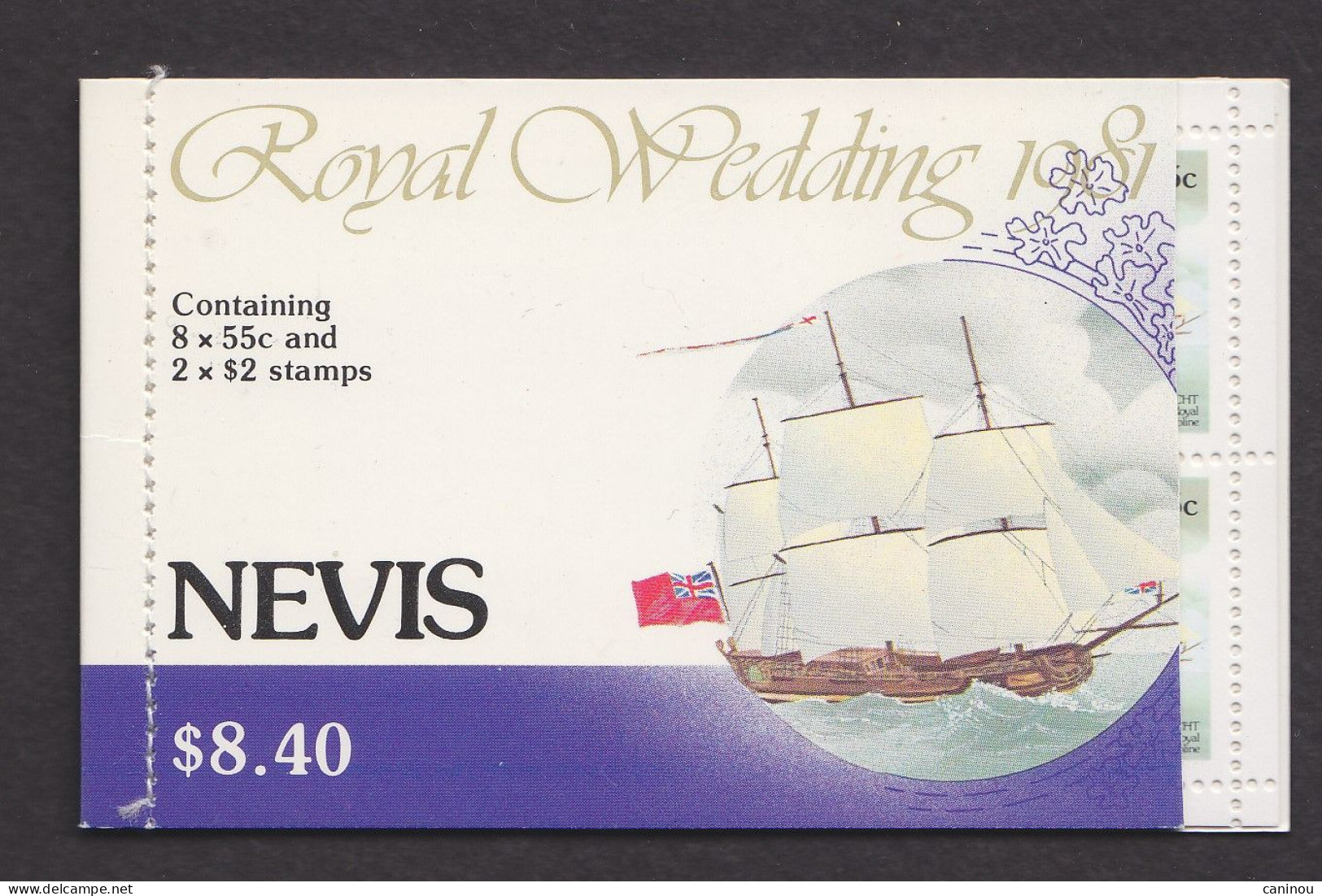 NEVIS CARNET  Y & T 71 72 MARIAGE CHARLES LADY DIANA 1981 NEUF - St.Kitts-et-Nevis ( 1983-...)