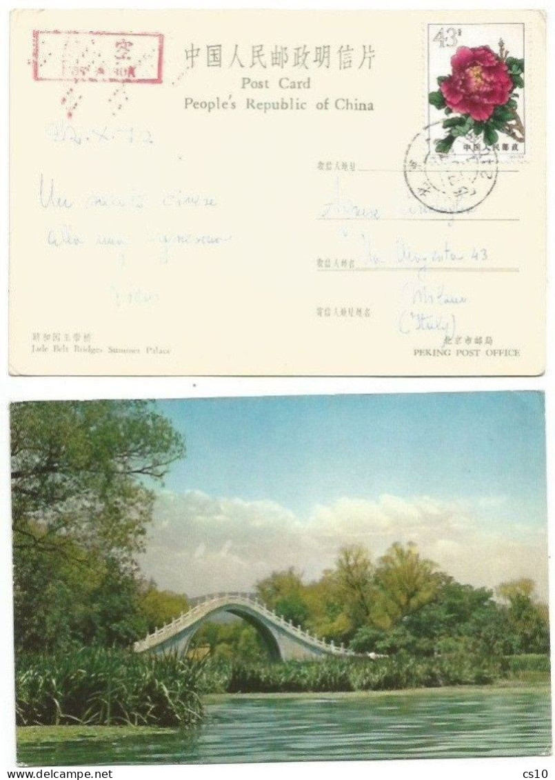 PR China 1964 Peony Peonies F.43 Key Value Solo Franking Airmail Pcard Beijing 23oct1972 - Covers & Documents