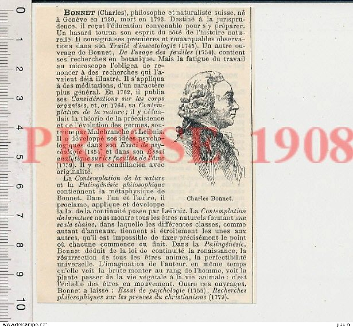 Doc 1908 Charles Bonnet Philosophe Et Naturaliste Suisse Portrait 222C1 - Ohne Zuordnung