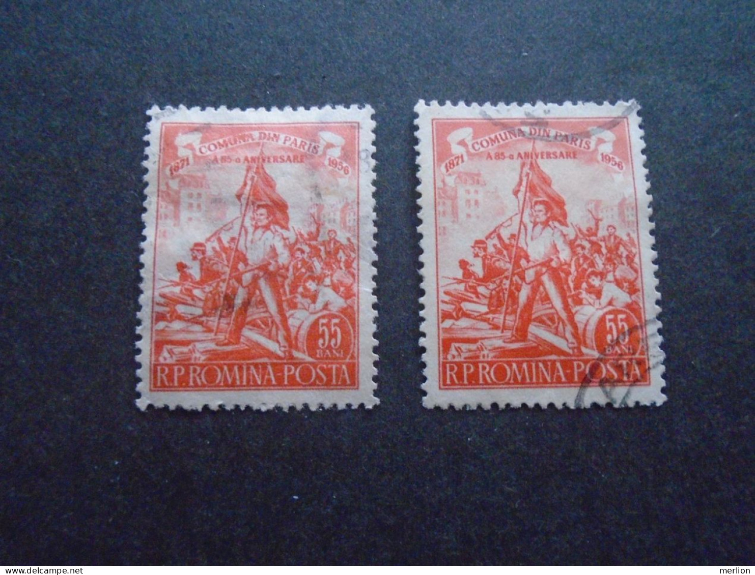 D202281  Romania - 1956   -  Lot Of 2 Used Stamps   Comuna Din Paris  1577 - Gebraucht