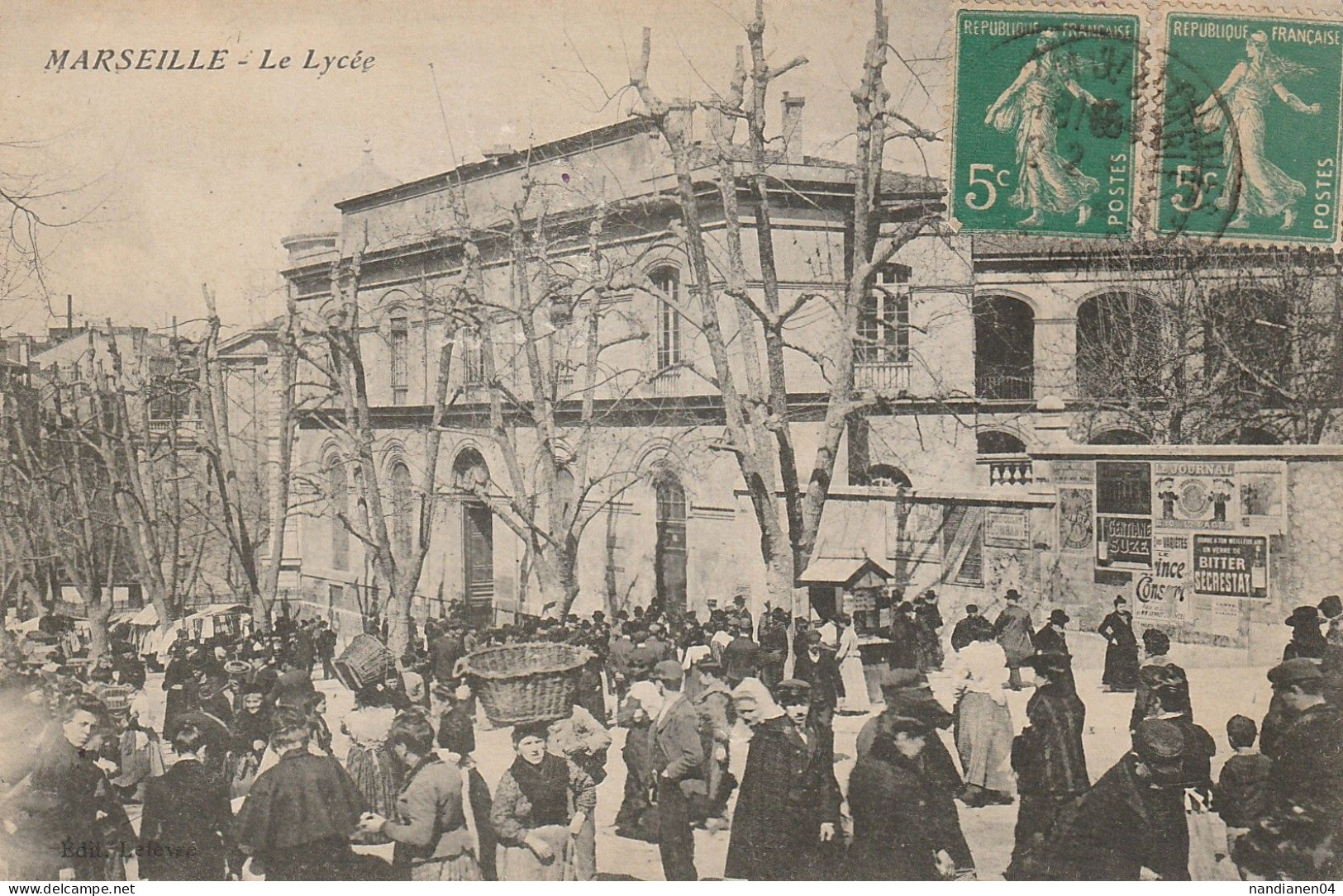 CPA - 13 - Marseille - Le Lycée - Canebière, Centro