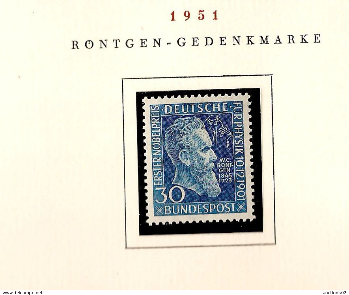 Germany DEUTSCHE POST 1951 RONTGEN-GEDENKMARKE  Y & T Nr 33 ** - Neufs