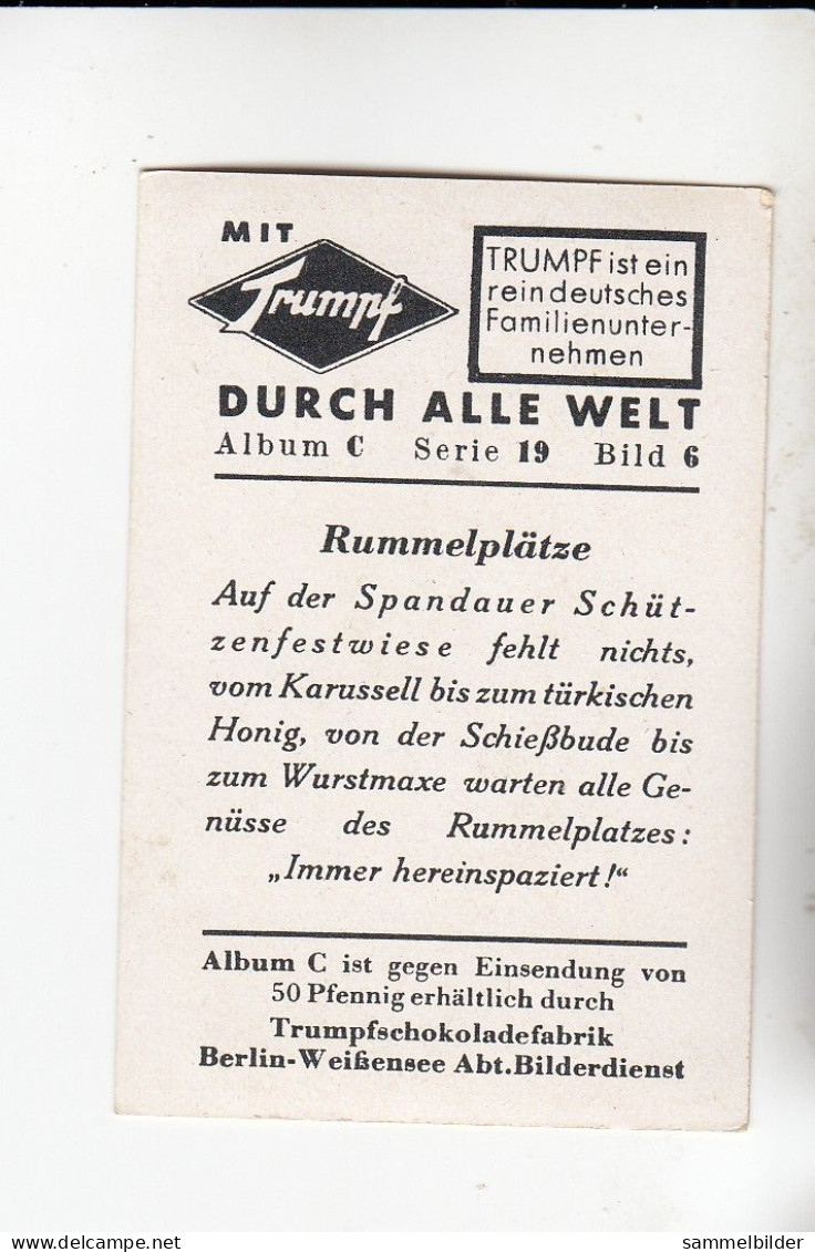 Mit Trumpf Durch Alle Welt Rummelplätze Auf Der Spandauer Schützenfestwiese  C Serie 19 # 6 Von 1934 - Zigarettenmarken