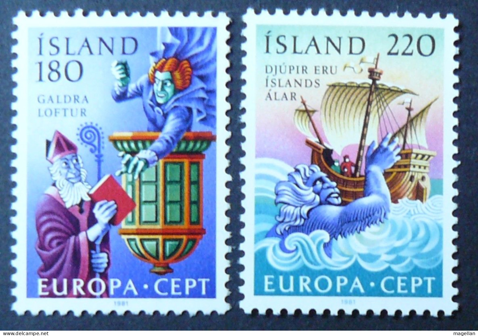 Islande - Yv. 518/519 Neufs ** (MNH) - 1981 - Europa - Légendes - Bateaux - Voiliers - Barcos