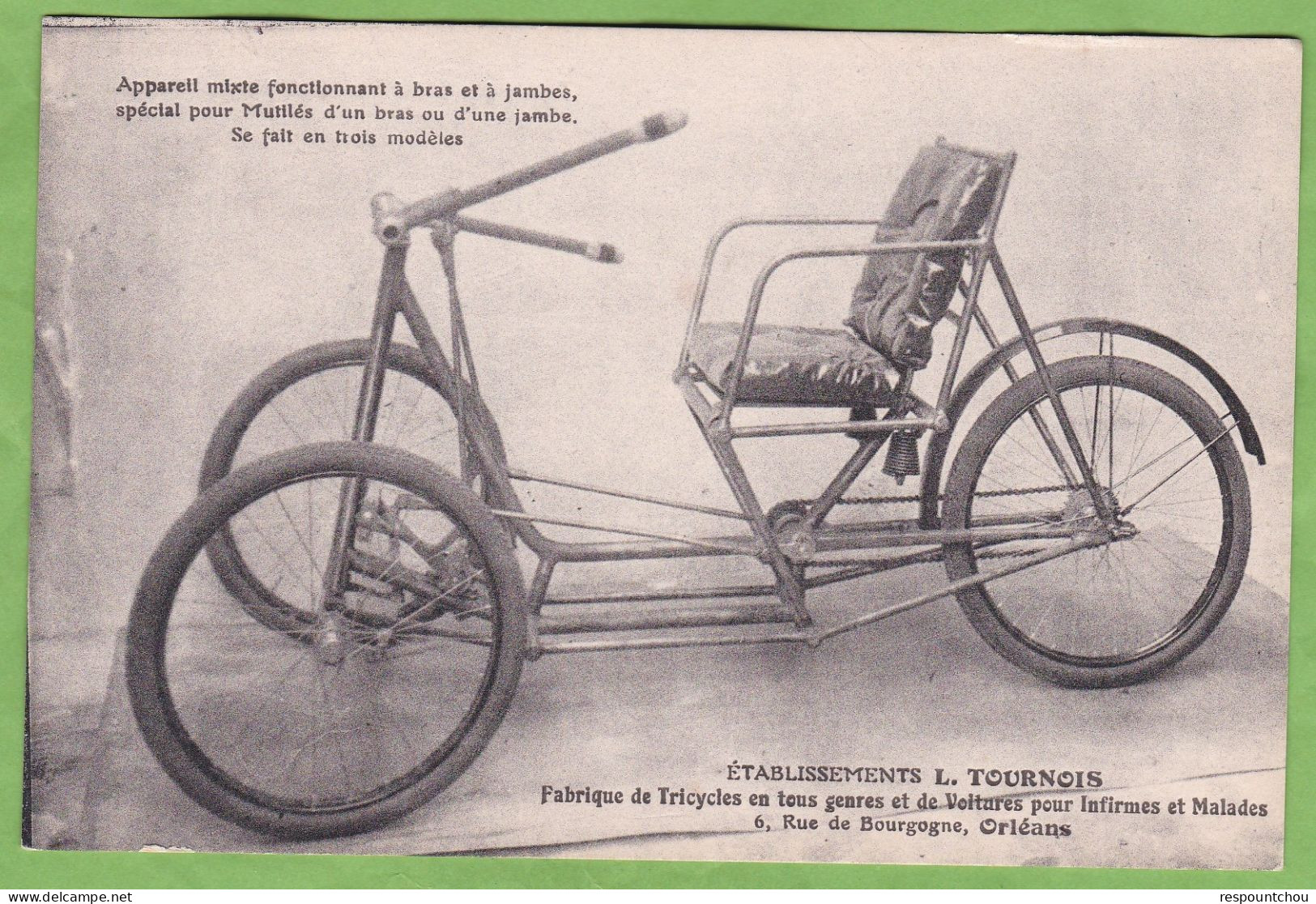 Belle CPA ORLEANS Etablissements L. TOURNOIS Fabrique De Tricycles En Tous Genres 45 LOIRET - Orleans