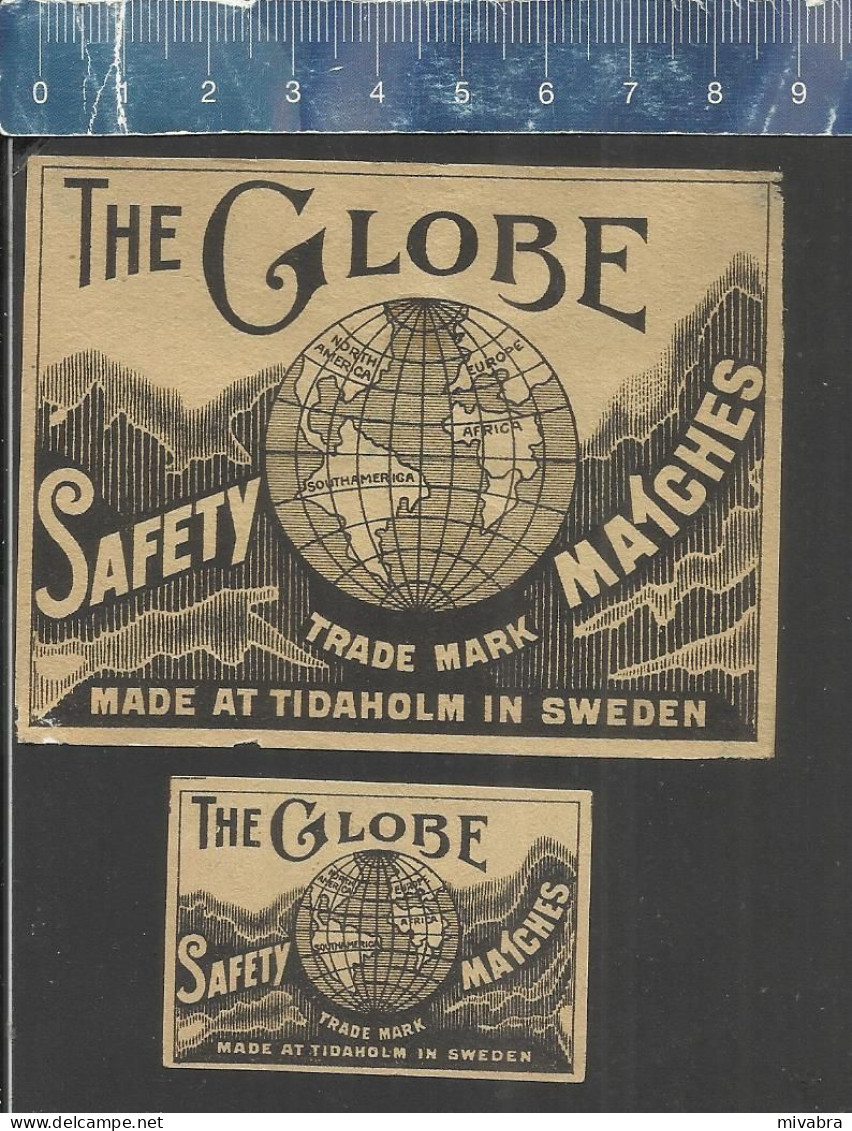 THE GLOBE - OLD VINTAGE MATCHBOX LABELS MADE IN SWEDEN - Luciferdozen - Etiketten