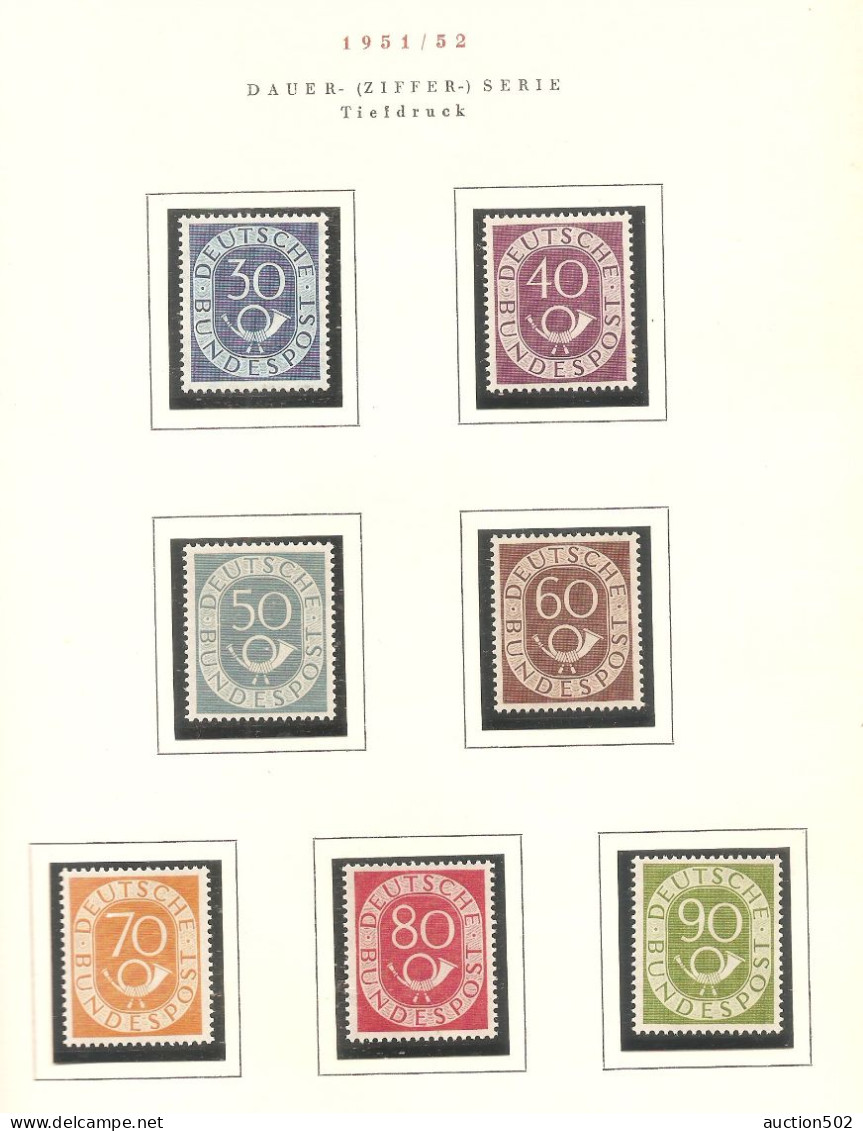 Germany DEUTSCHE POST 1951 DAUER-(ZIFFER-) SERIE   Y & T Nr 9/24  ** - Unused Stamps