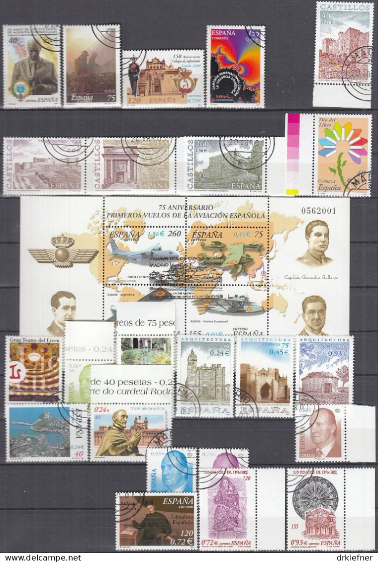 SPANIEN  3609-3612, 3618-3634, 3636, 3639-3640, 3644-3701, Gestempelt, Aus Jahrgang 2001 - Used Stamps