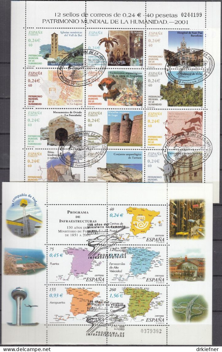 SPANIEN  3609-3612, 3618-3634, 3636, 3639-3640, 3644-3701, Gestempelt, Aus Jahrgang 2001 - Usados