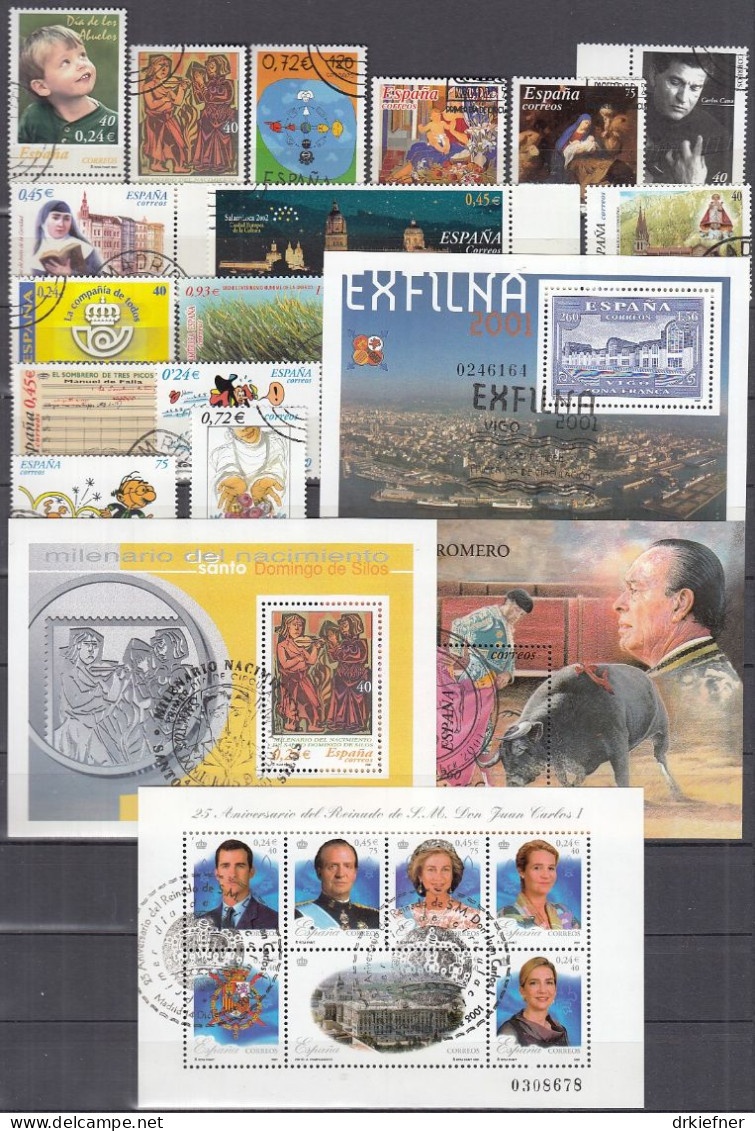 SPANIEN  3609-3612, 3618-3634, 3636, 3639-3640, 3644-3701, Gestempelt, Aus Jahrgang 2001 - Used Stamps