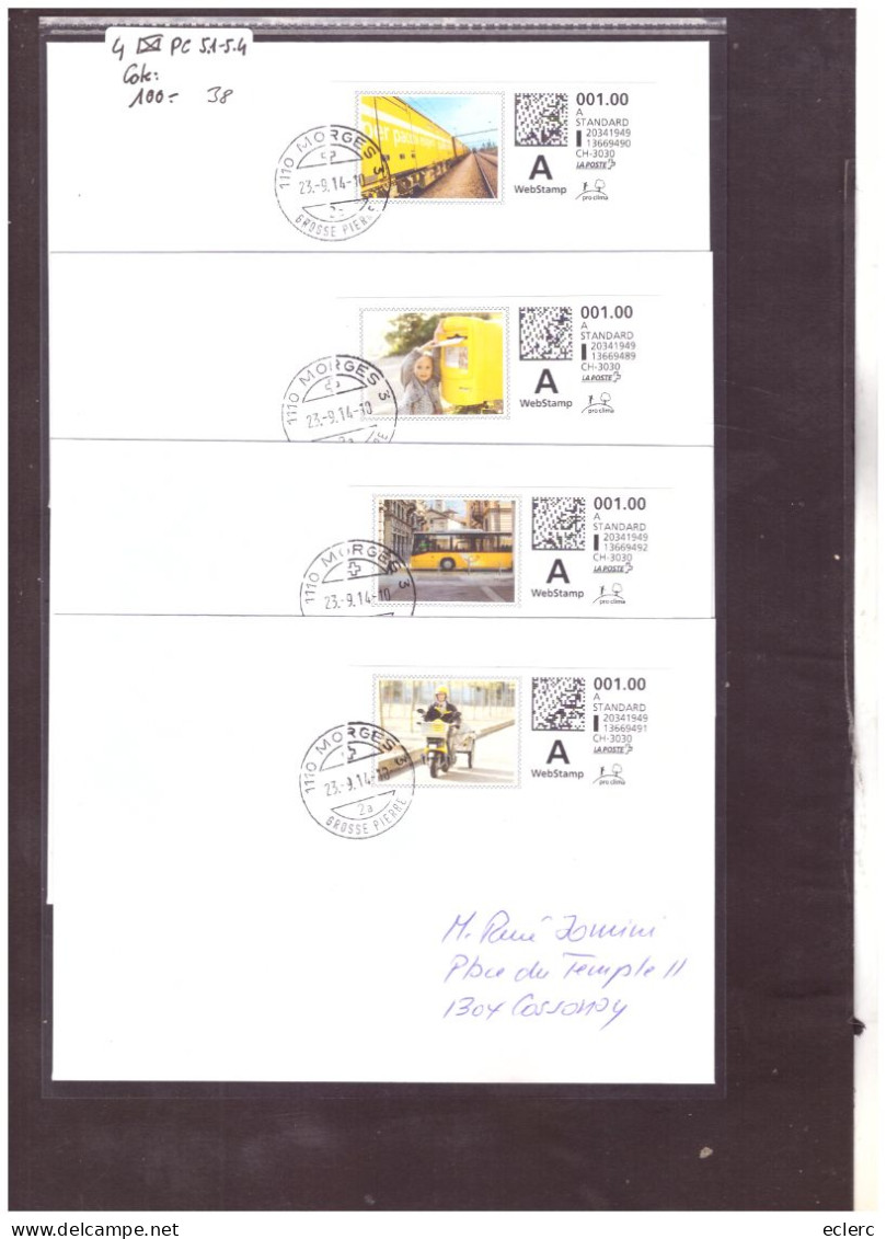 4 ENVELOPPES  - WEB STAMPS  No PC 5.1-5.4  - COTE: 100.- - Sellos De Distribuidores