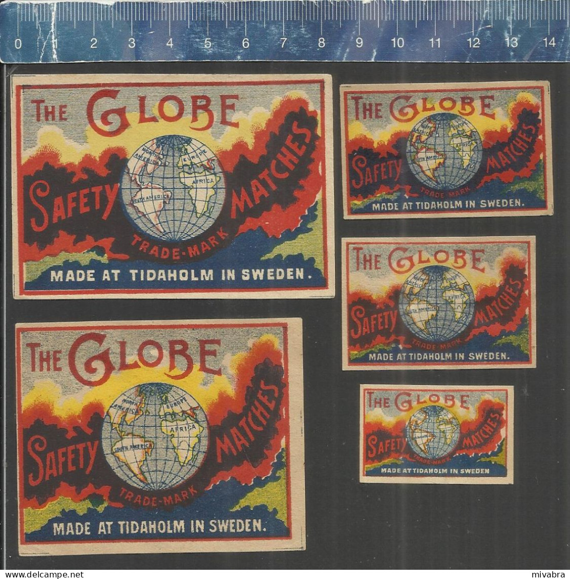 THE GLOBE - OLD VINTAGE MATCHBOX LABELS MADE IN SWEDEN - Matchbox Labels