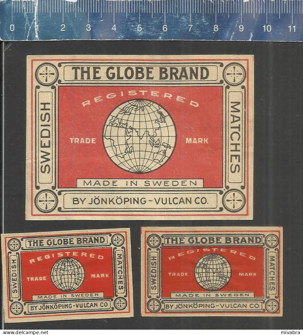 THE GLOBE BRAND - OLD VINTAGE MATCHBOX LABELS MADE IN SWEDEN - Matchbox Labels