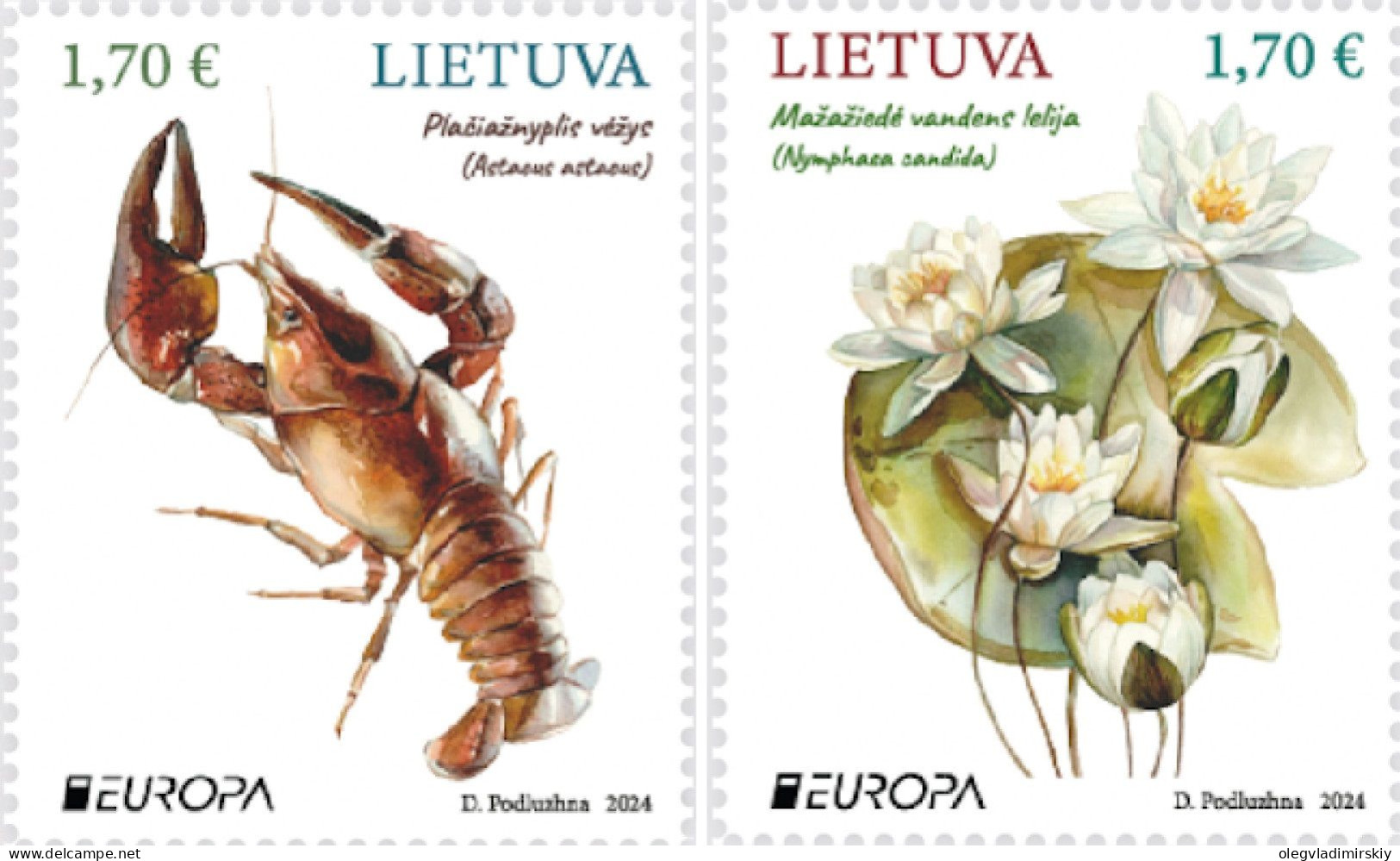 Lithuania Litauen Lituanie 2024 Europa CEPT Underwater Flora And Fauna LP Set Of 2 Stamps MNH - 2024