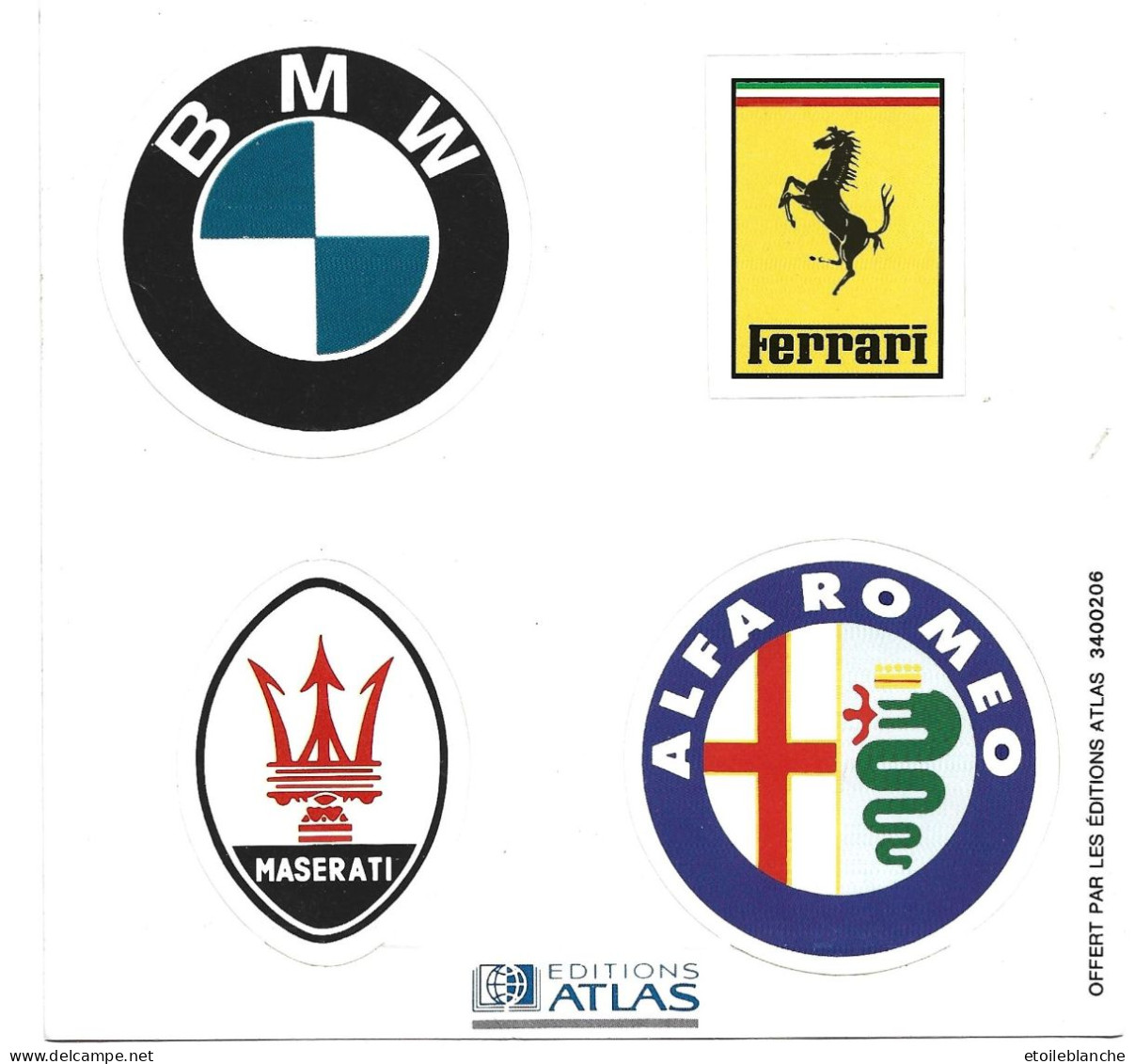 Voitures - FERRARI - ALFA ROMEO - BMW - Maserati  - 4 Autocollants, Sigles - Aufkleber